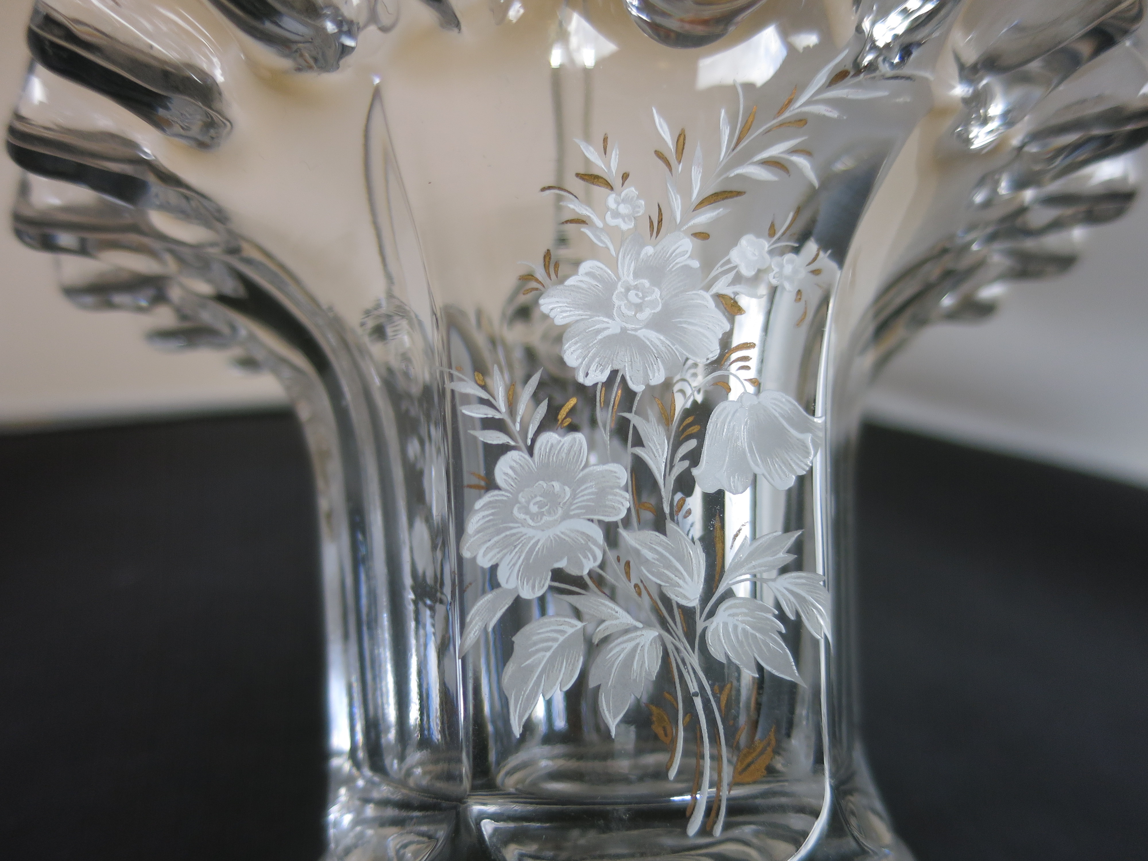 Fenton Art Glass Basket Junior Thompson Crimped Ruffled