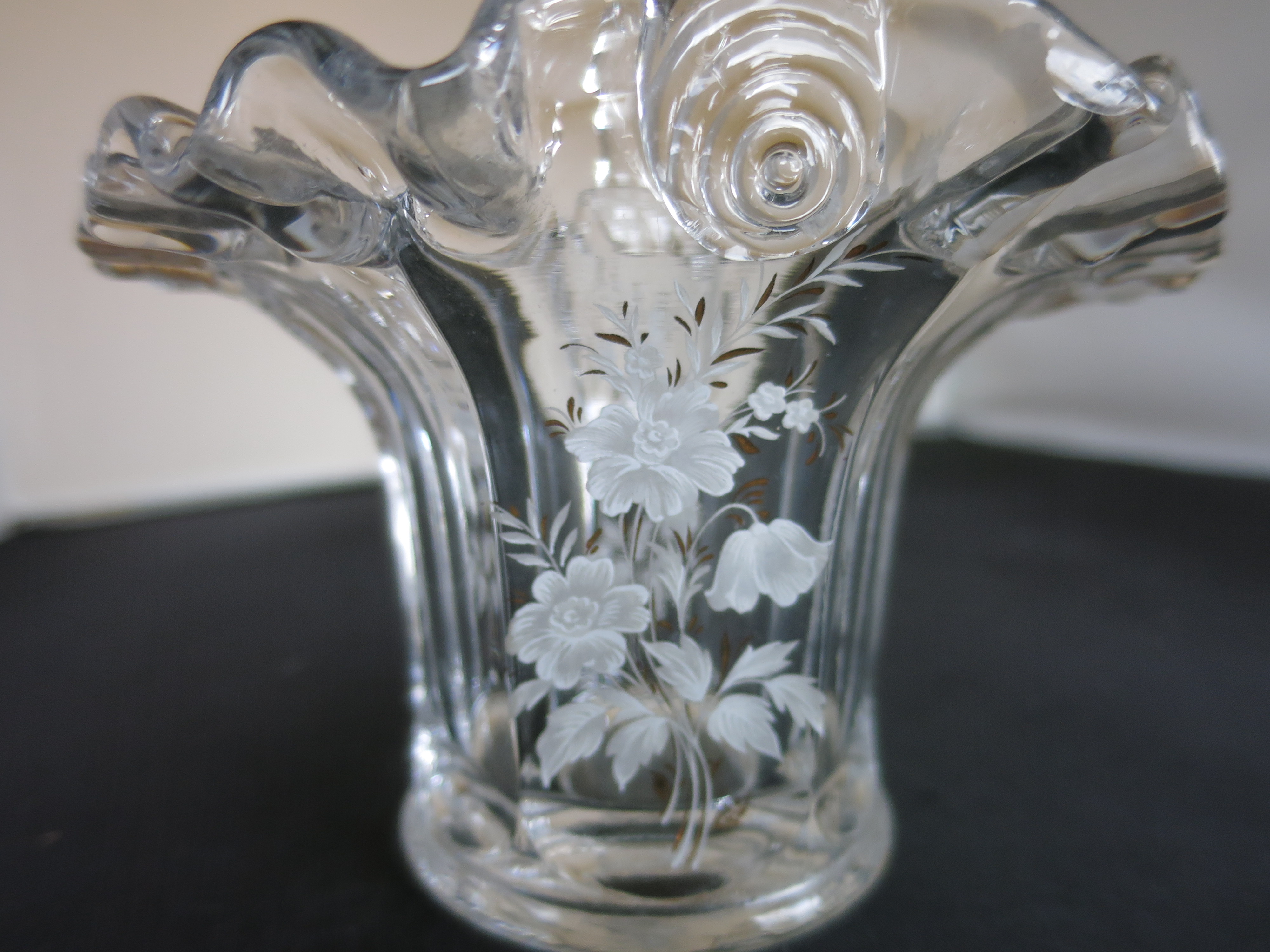 Fenton Art Glass Basket Junior Thompson Crimped Ruffled
