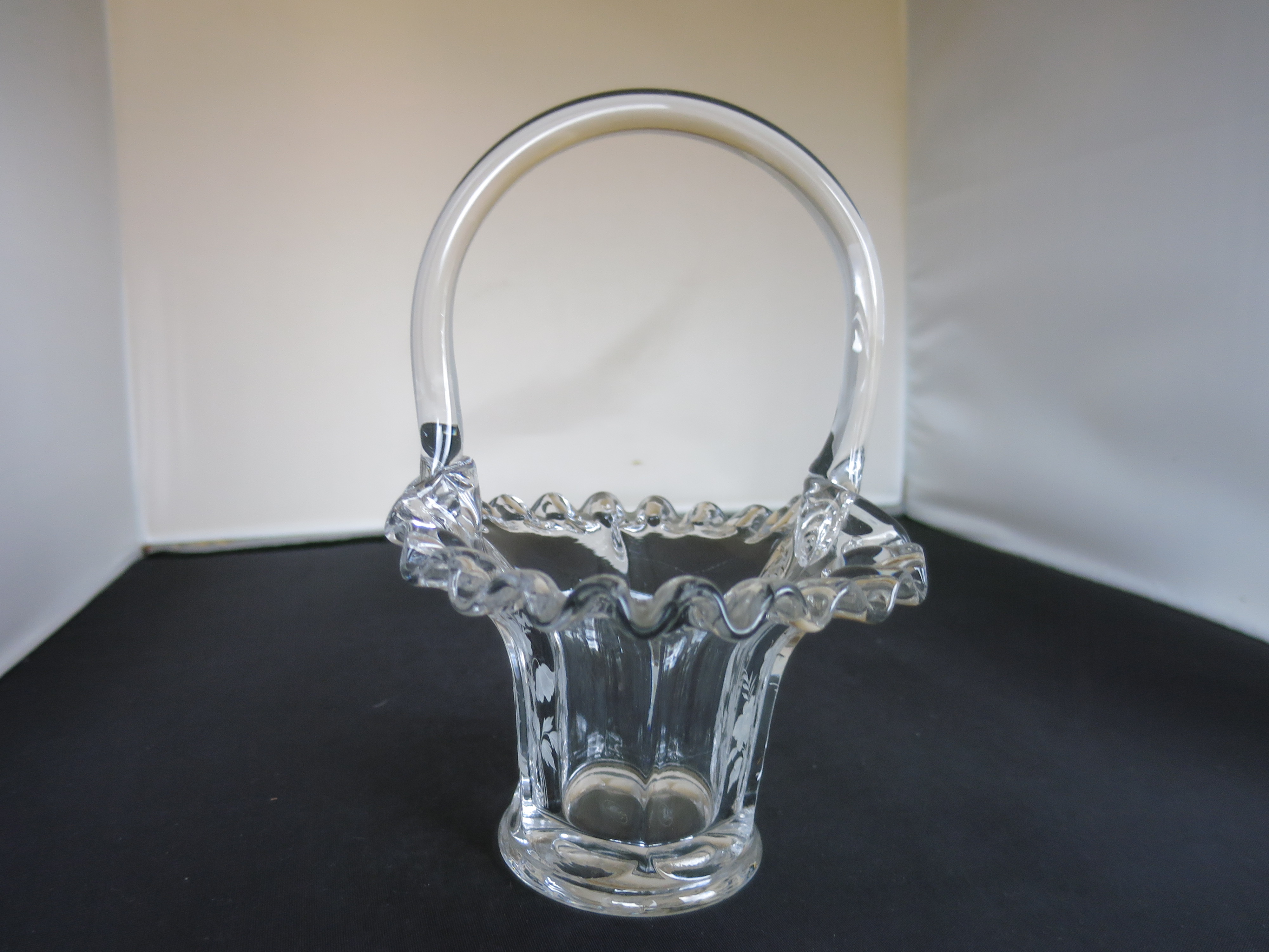 Fenton Art Glass Basket Junior Thompson Crimped Ruffled