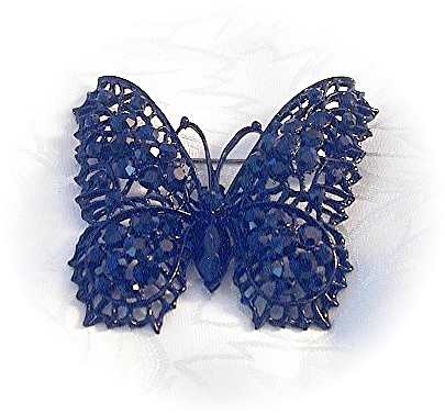 Black Glass Crystal Butterfly Brooch