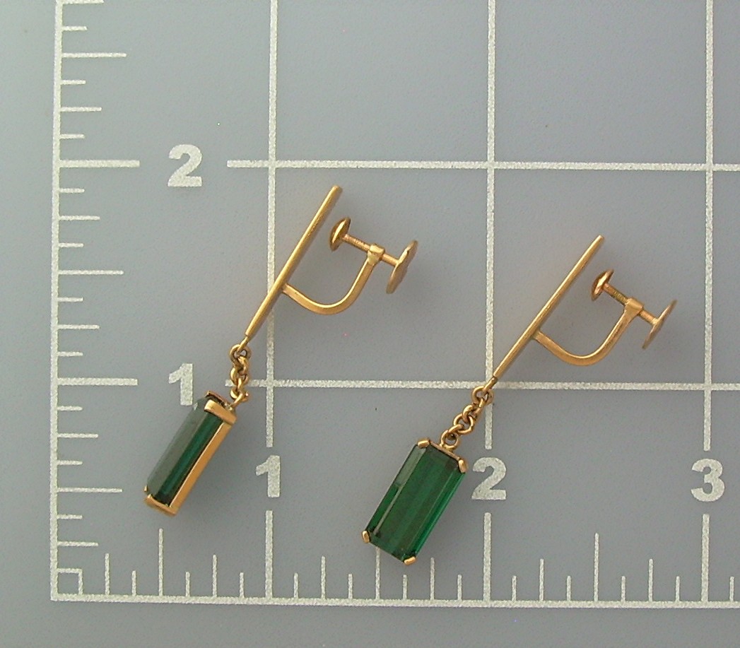 Emerald Glass Rose Gold Screwback Earrings