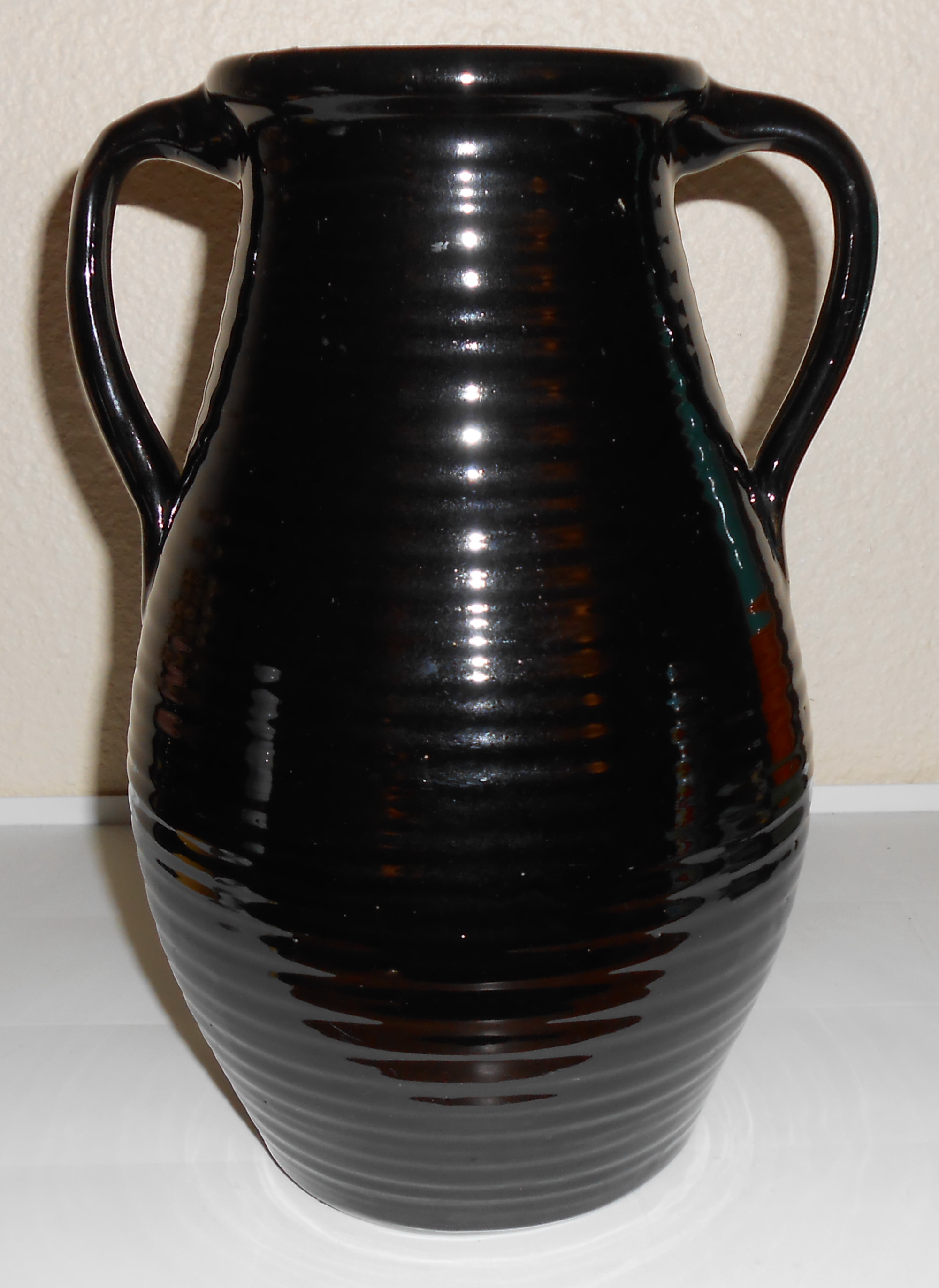Zanesville Stoneware Pottery Company Black Ring Handled