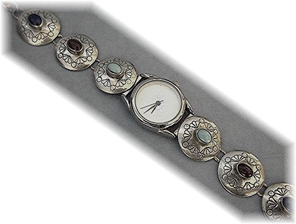 Native American Accutime Watch Sterling Silver Band