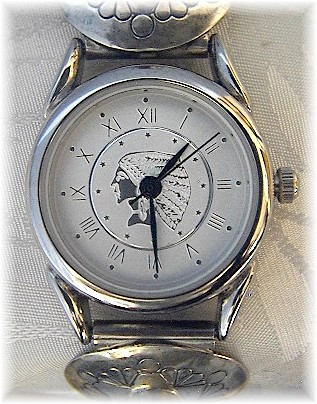 Native American Accutime Watch Sterling Silver Band