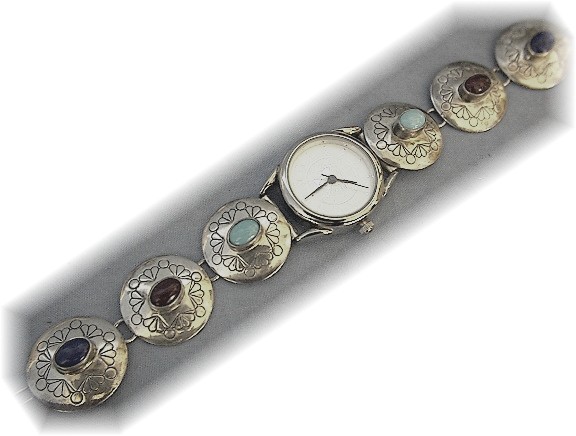 Native American Accutime Watch Sterling Silver Band
