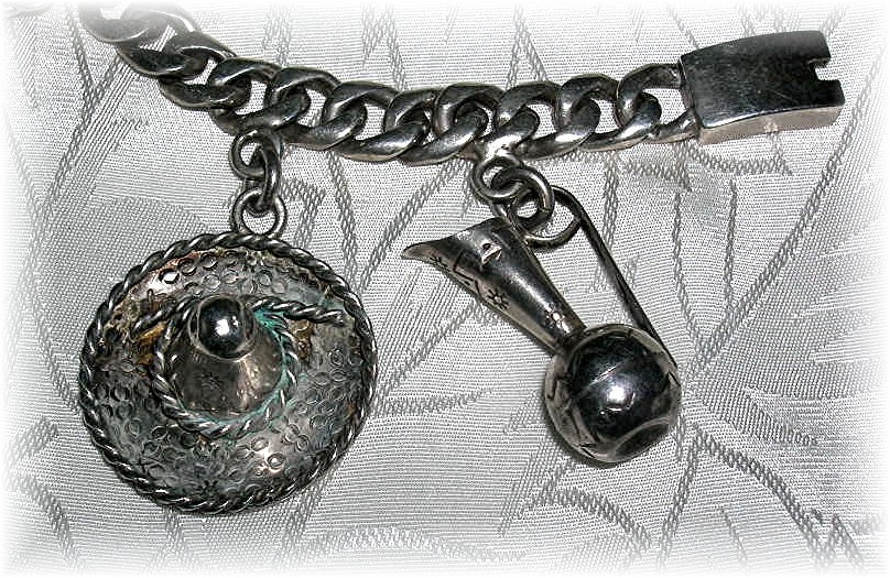 Charm Bracelet Mexico Plateria GIL Sterling Silver 7 Ch