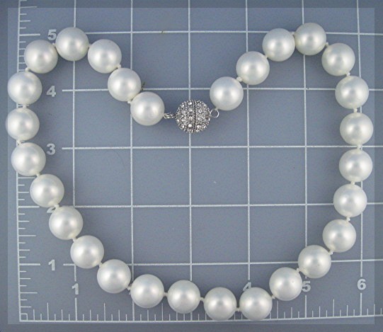 Mother Of Pearl 13mm Pearl Necklace Crystal Clasp