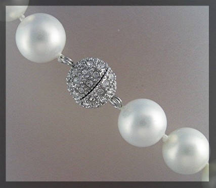 Mother Of Pearl 13mm Pearl Necklace Crystal Clasp