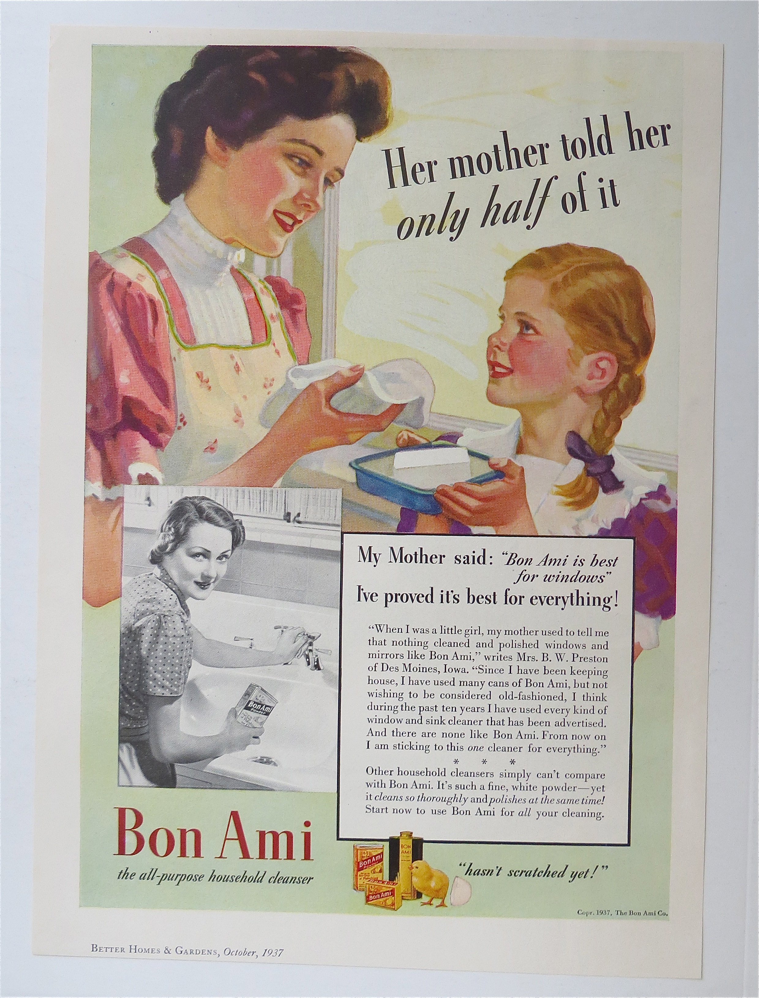 1937 Bon Ami with Woman Talking To a Girl