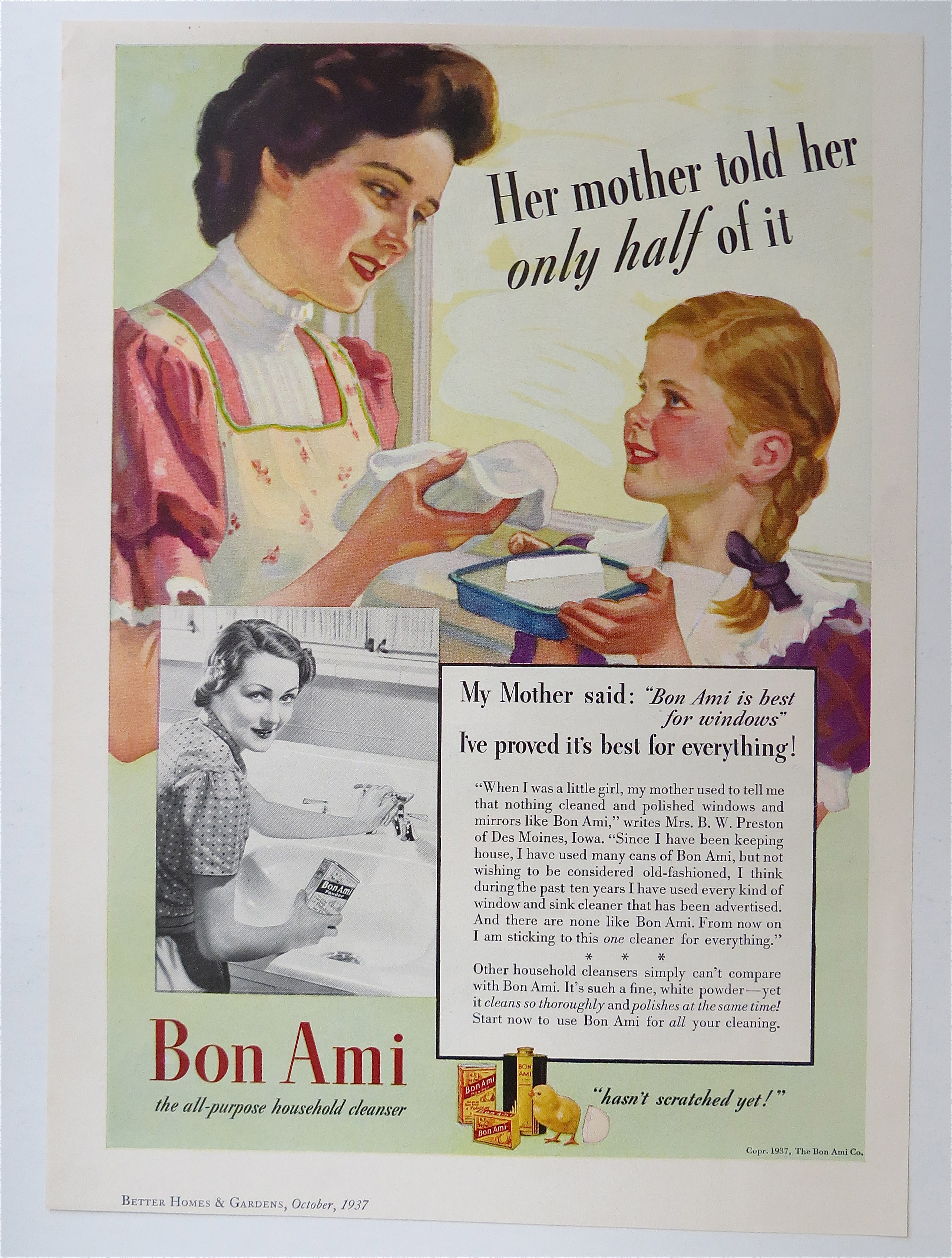 1937 Bon Ami with Woman Talking To a Girl