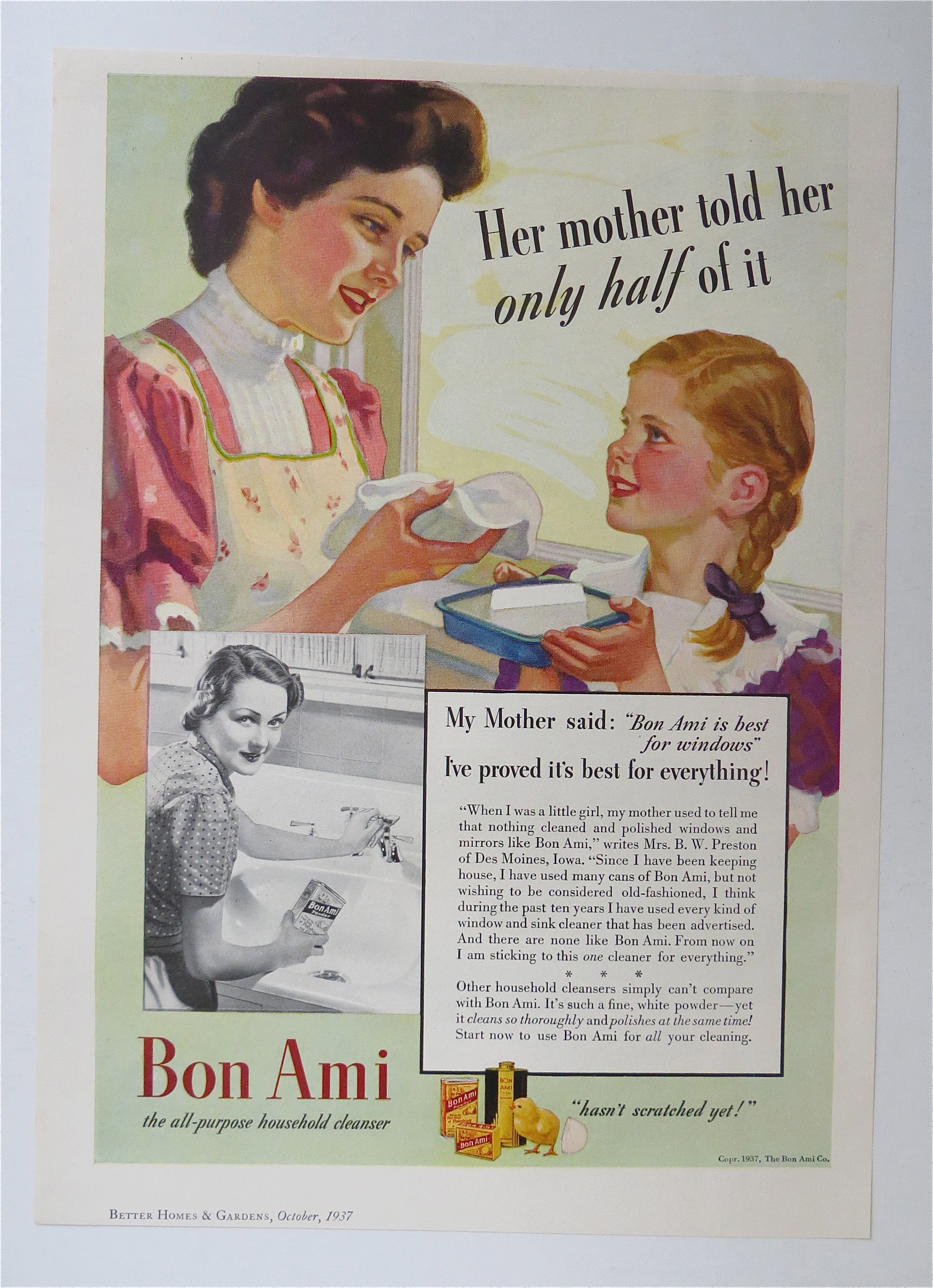1937 Bon Ami with Woman Talking To a Girl