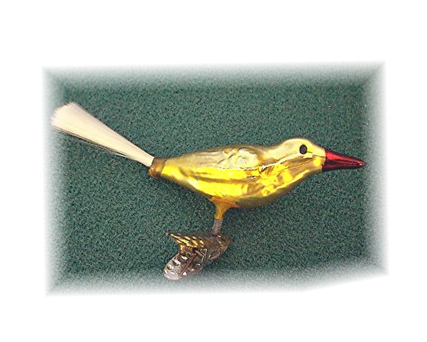 1950's Hand Blown German Glass Red/Gold Bird