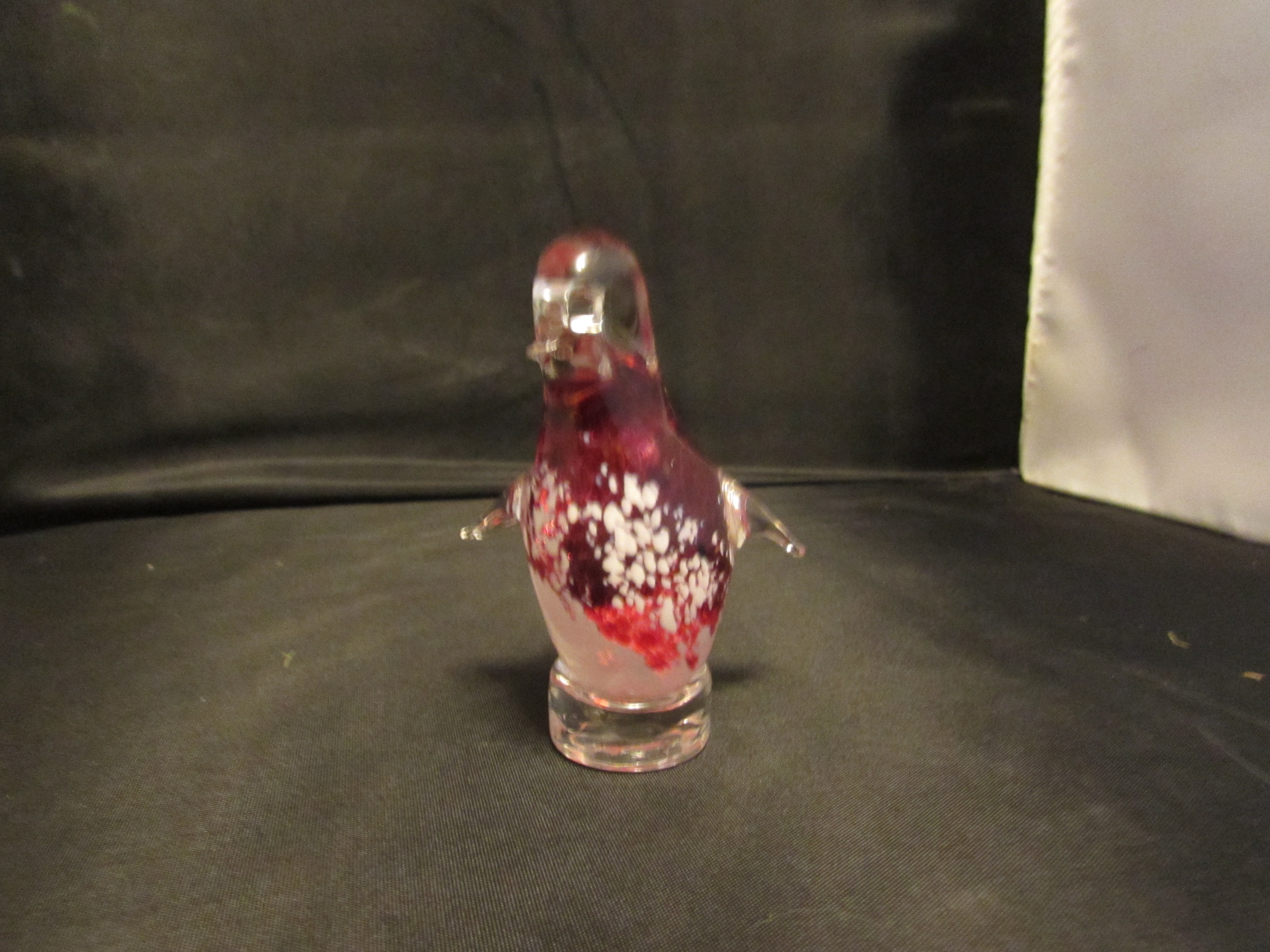 Bird Blown Glass Paper Weight Cranberry Signed 73