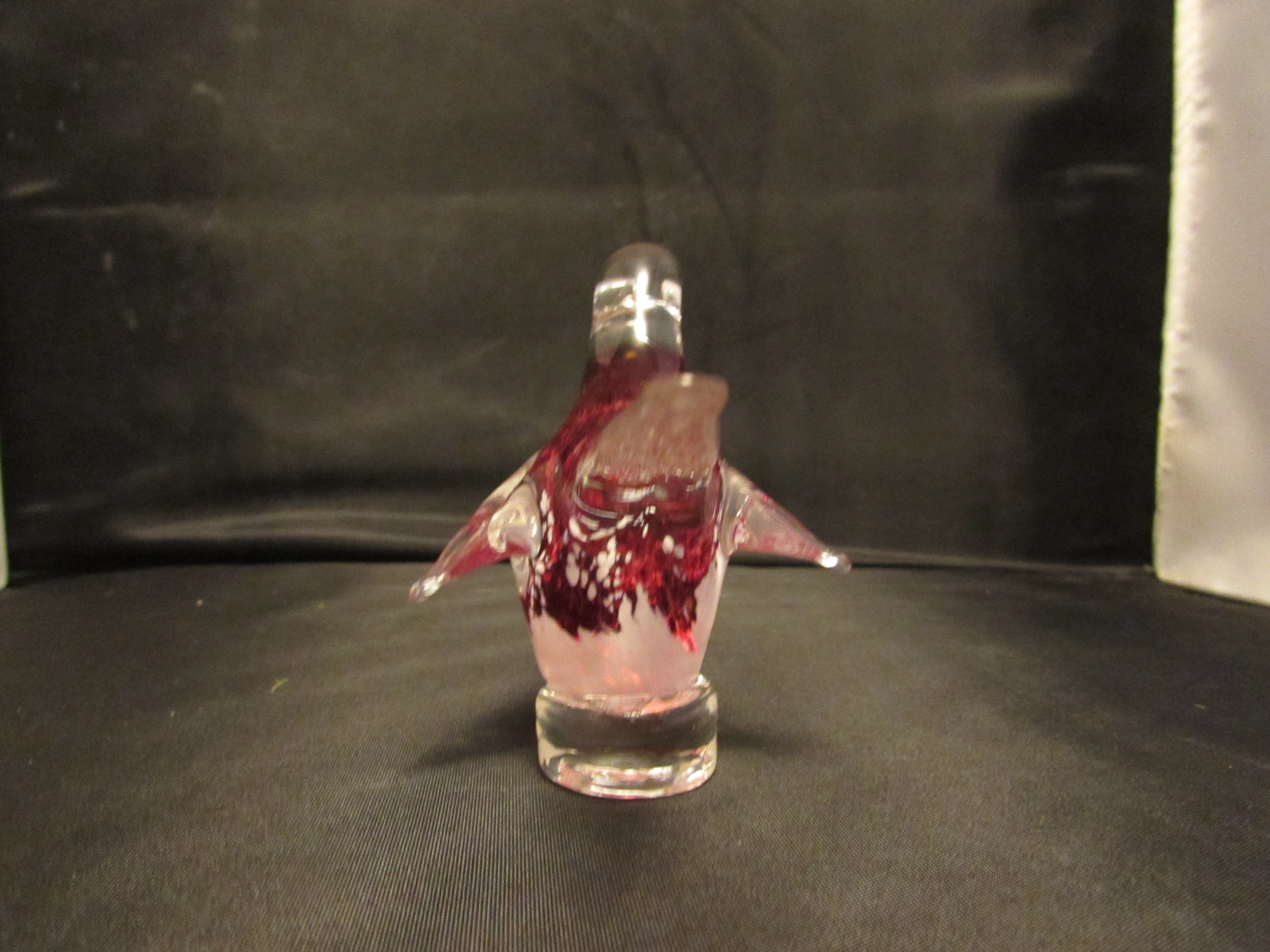 Bird Blown Glass Paper Weight Cranberry Signed 73