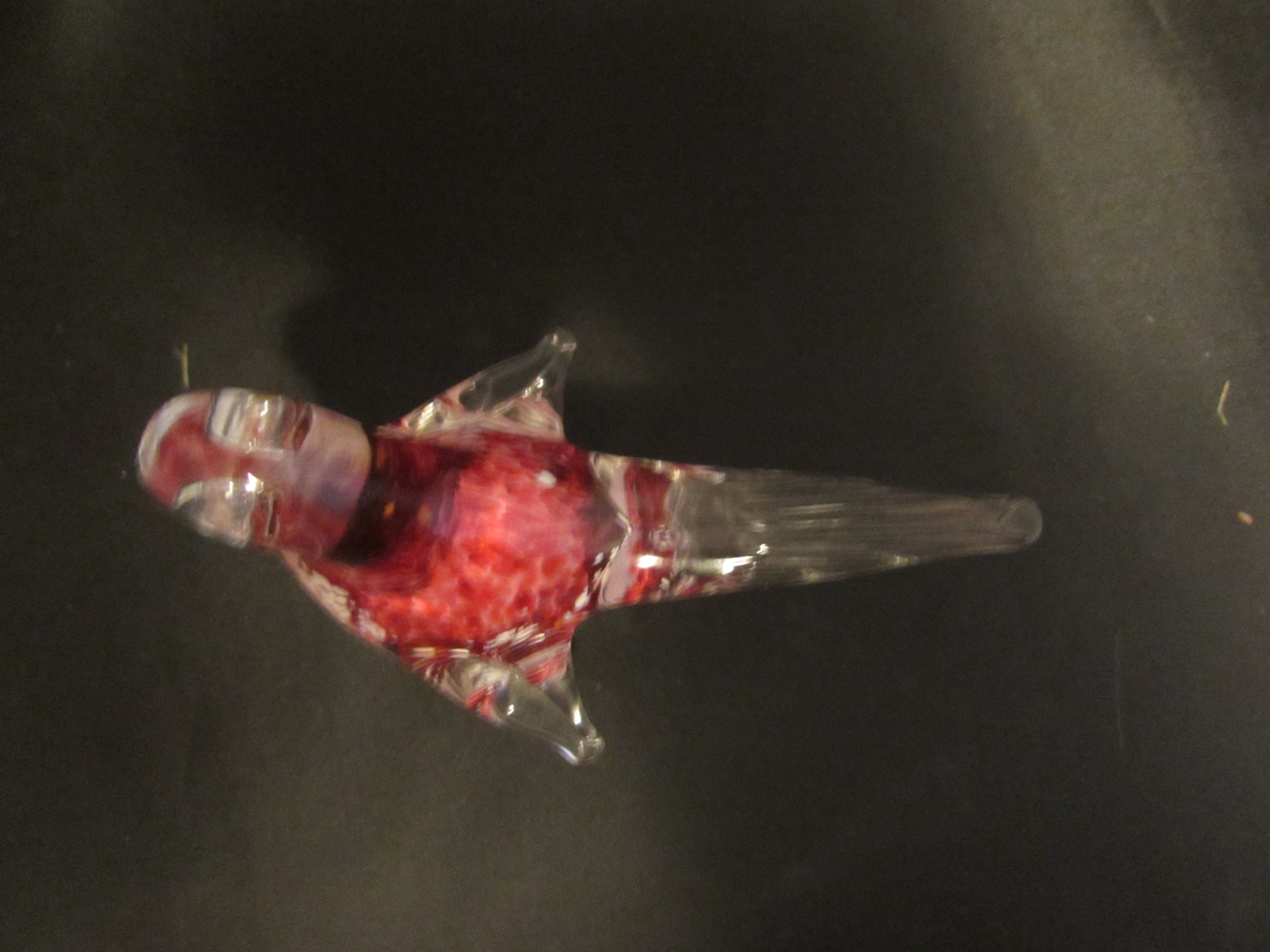 Bird Blown Glass Paper Weight Cranberry Signed 73