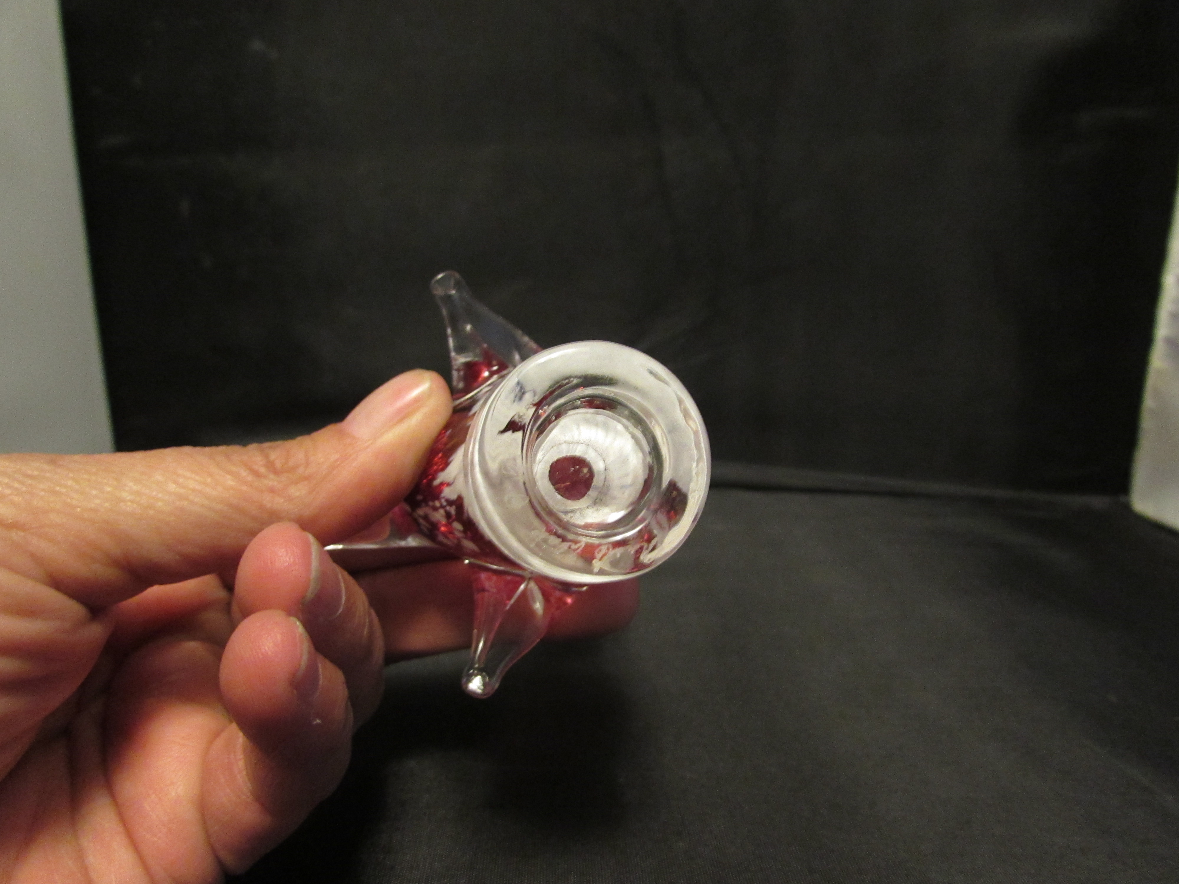 Bird Blown Glass Paper Weight Cranberry Signed 73