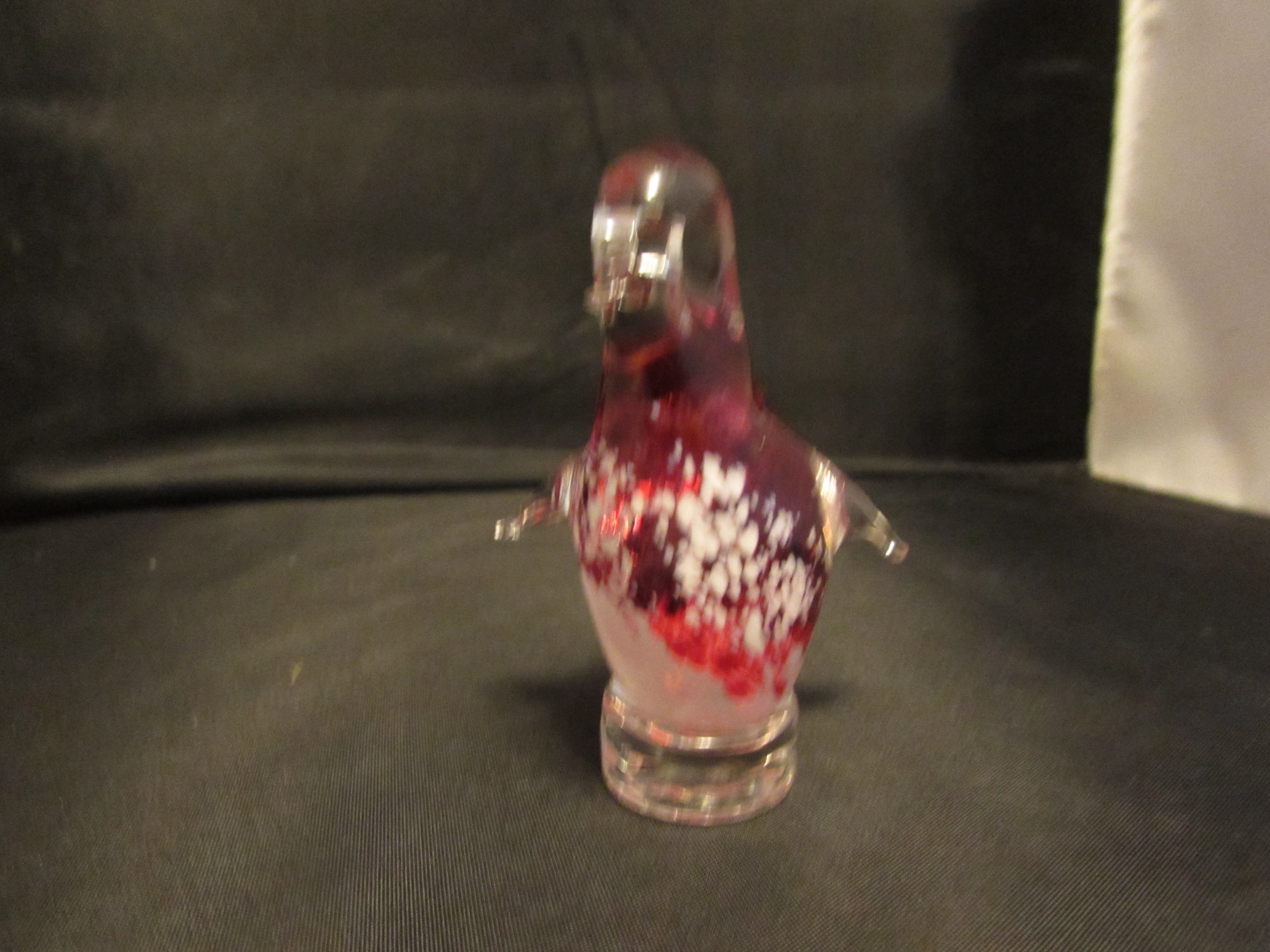 Bird Blown Glass Paper Weight Cranberry Signed 73