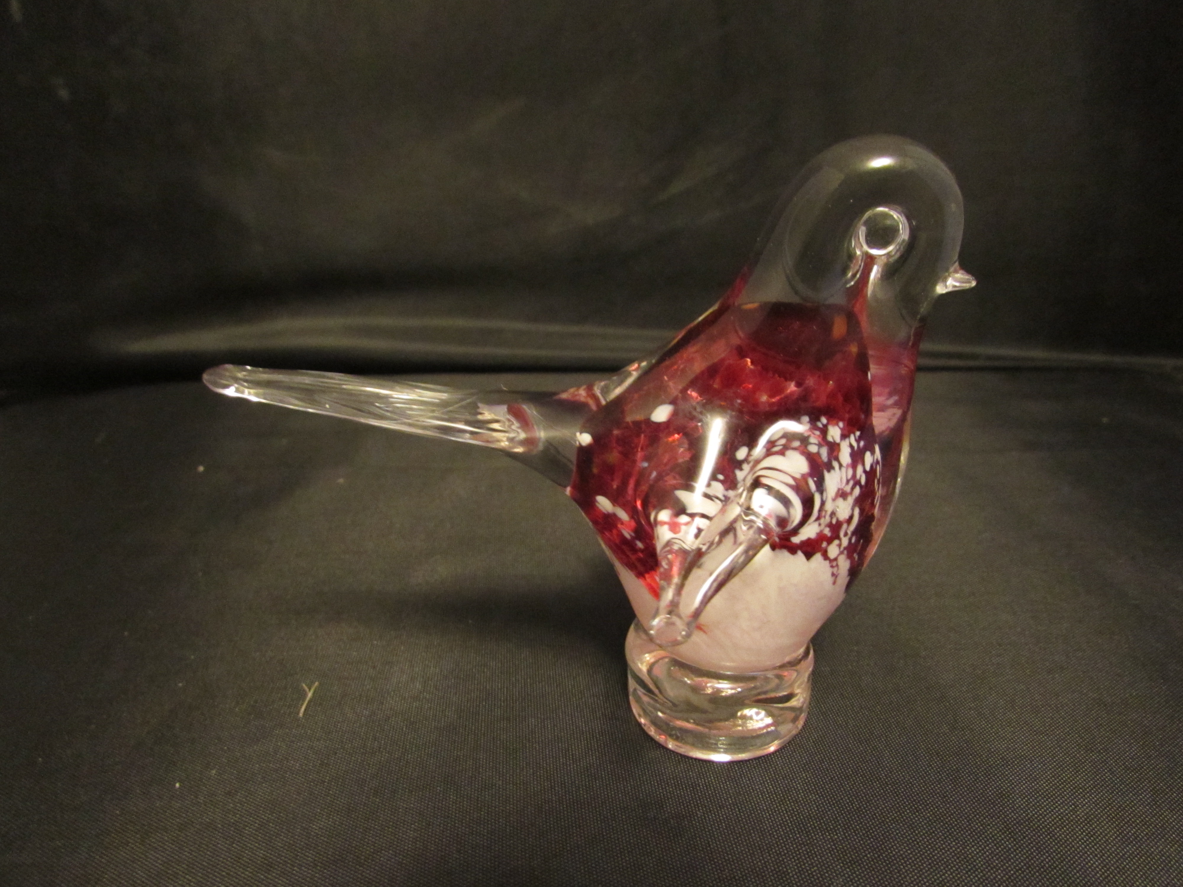 Bird Blown Glass Paper Weight Cranberry Signed 73