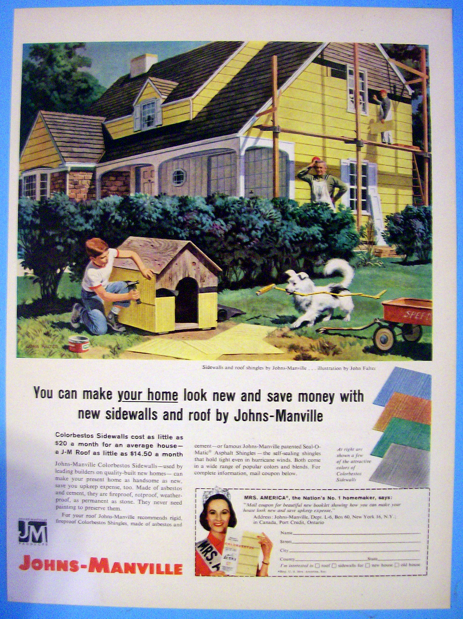 1959 Johns Manville Sidewalls with Boy Siding Dog House