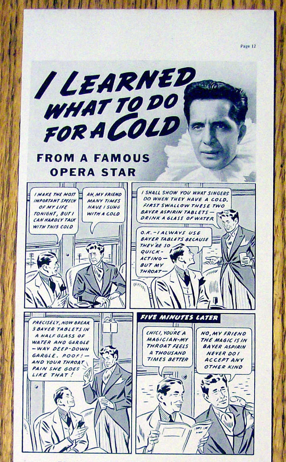 1937 Bayer Aspirin From A Famous Opera Star