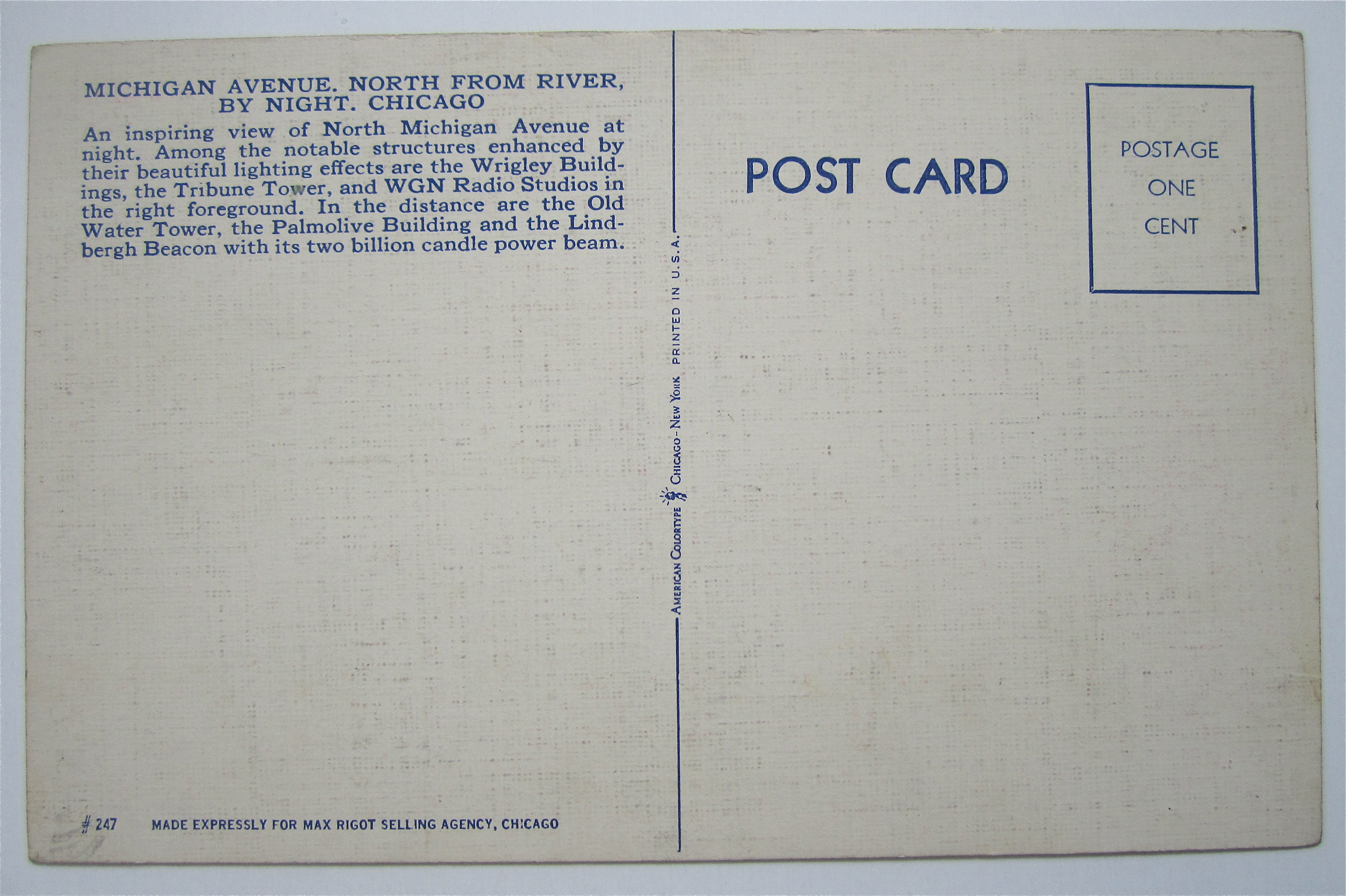 Michigan Ave. At Night Postcard (Chicago)