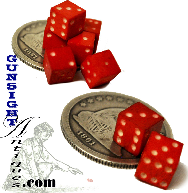 19th century red stained DICE