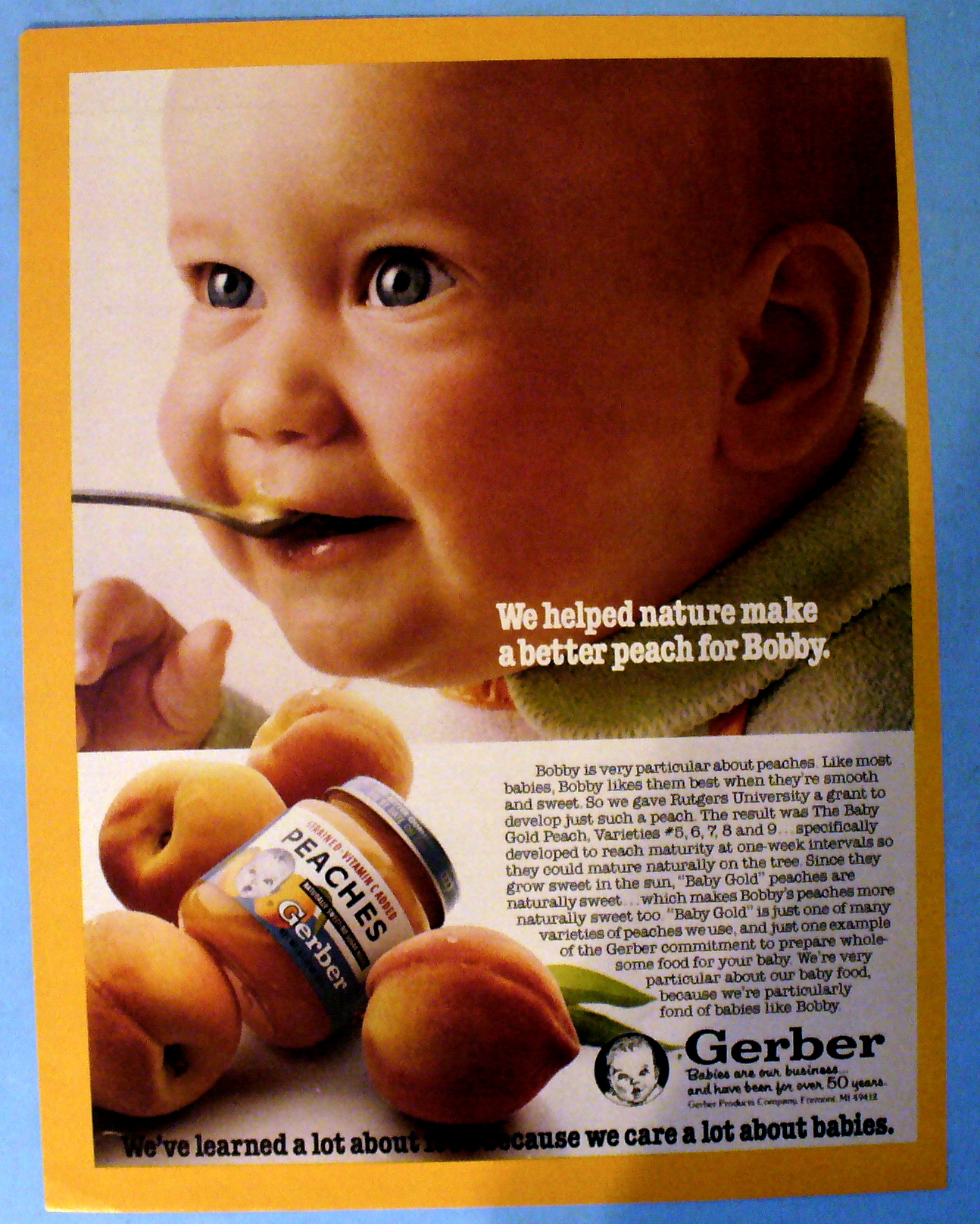 1981 Gerber Peaches Baby Food w/ Baby Bobby Eating