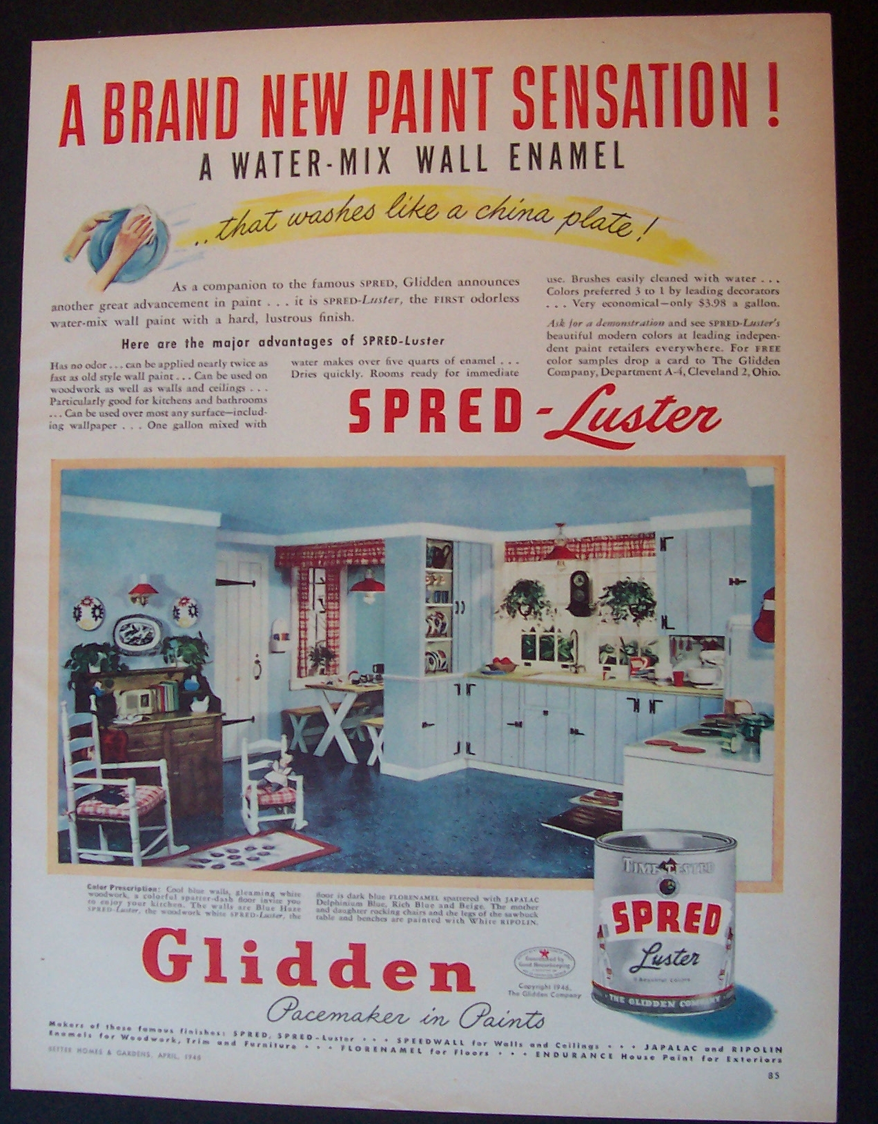 1946  Glidden  Spred  Luster  Paint