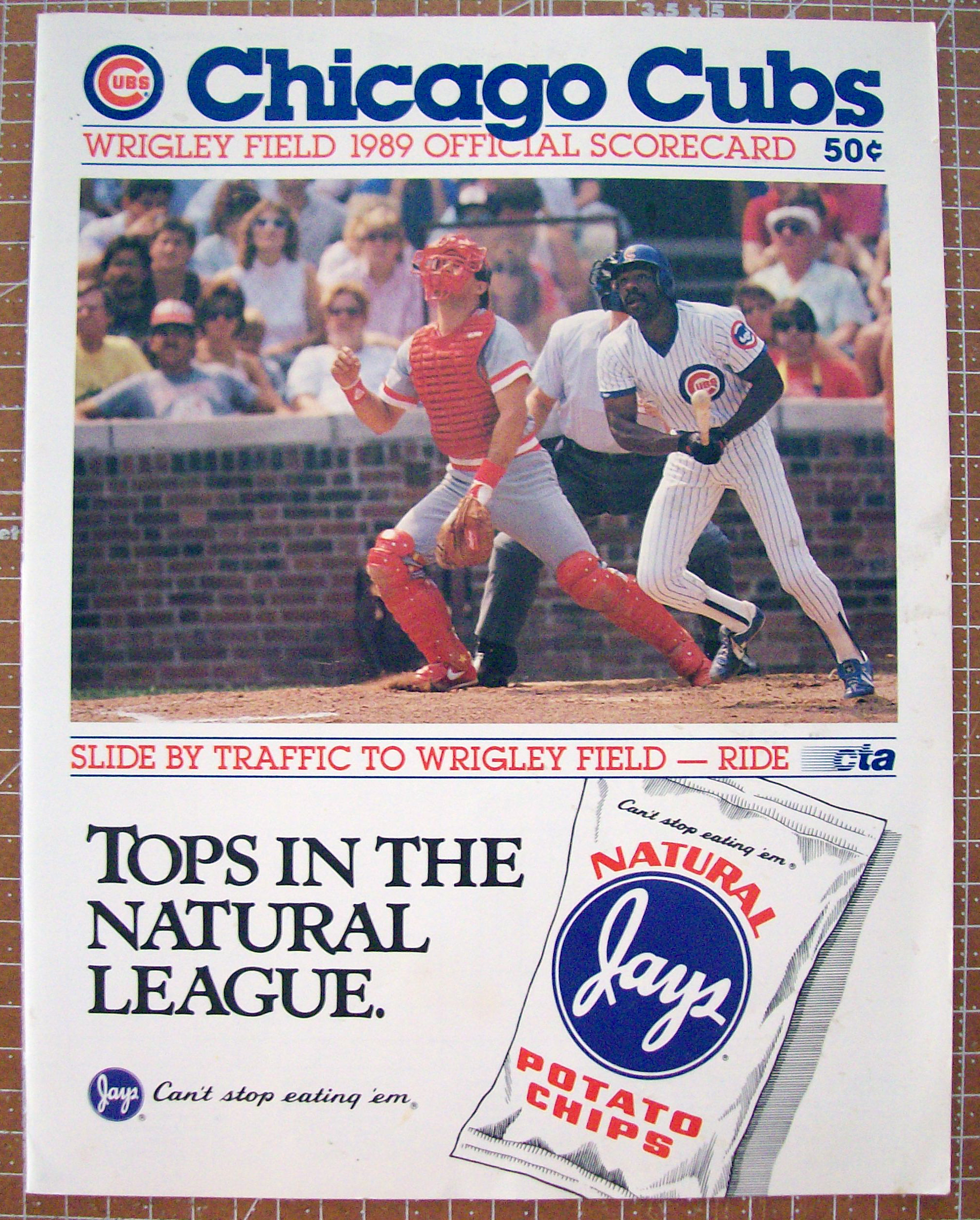 Chicago Cubs Official Scorecard 1989 Pittsburgh
