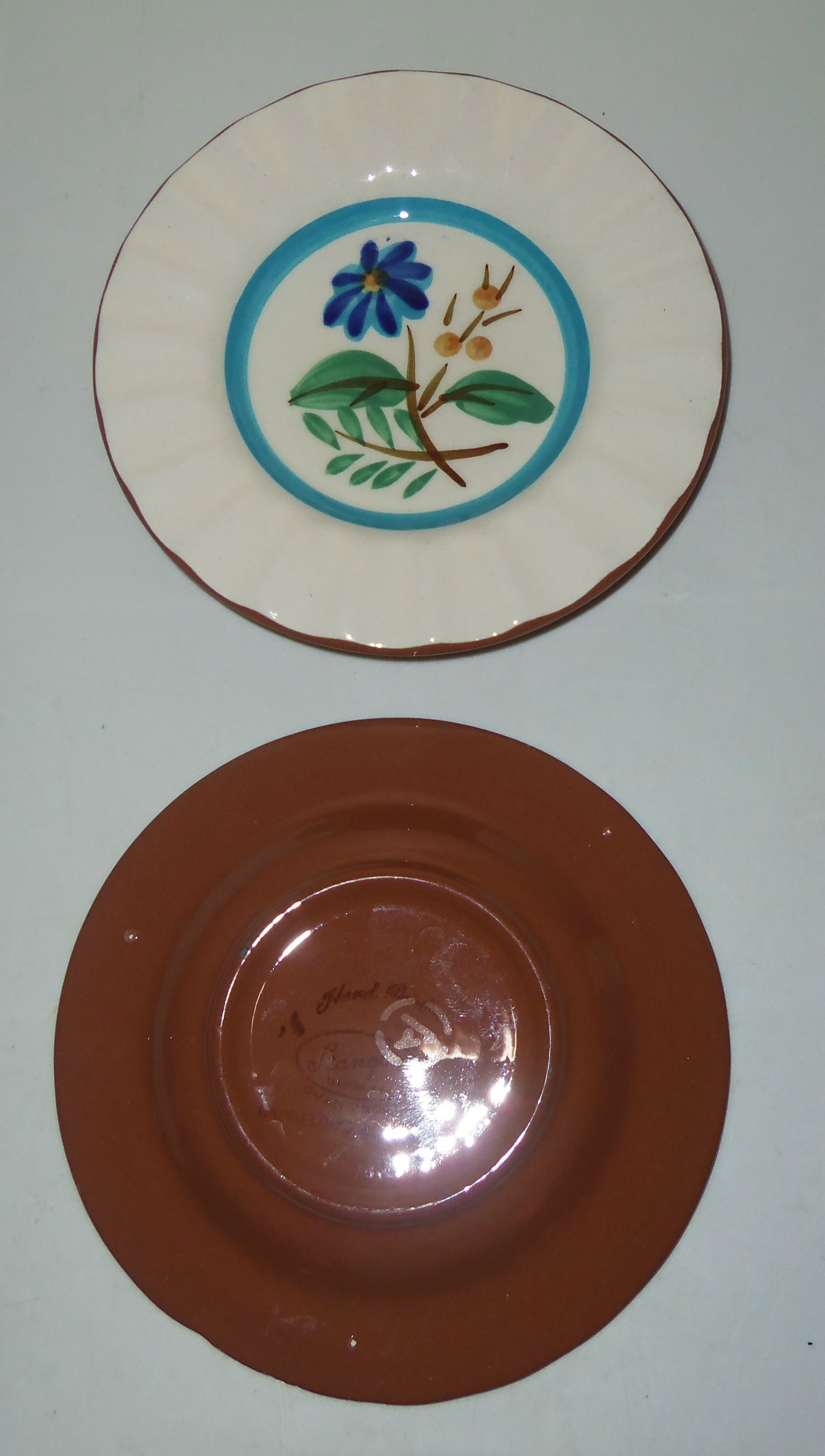 Stangl Pottery Blue Daisy Pair Ashtrays