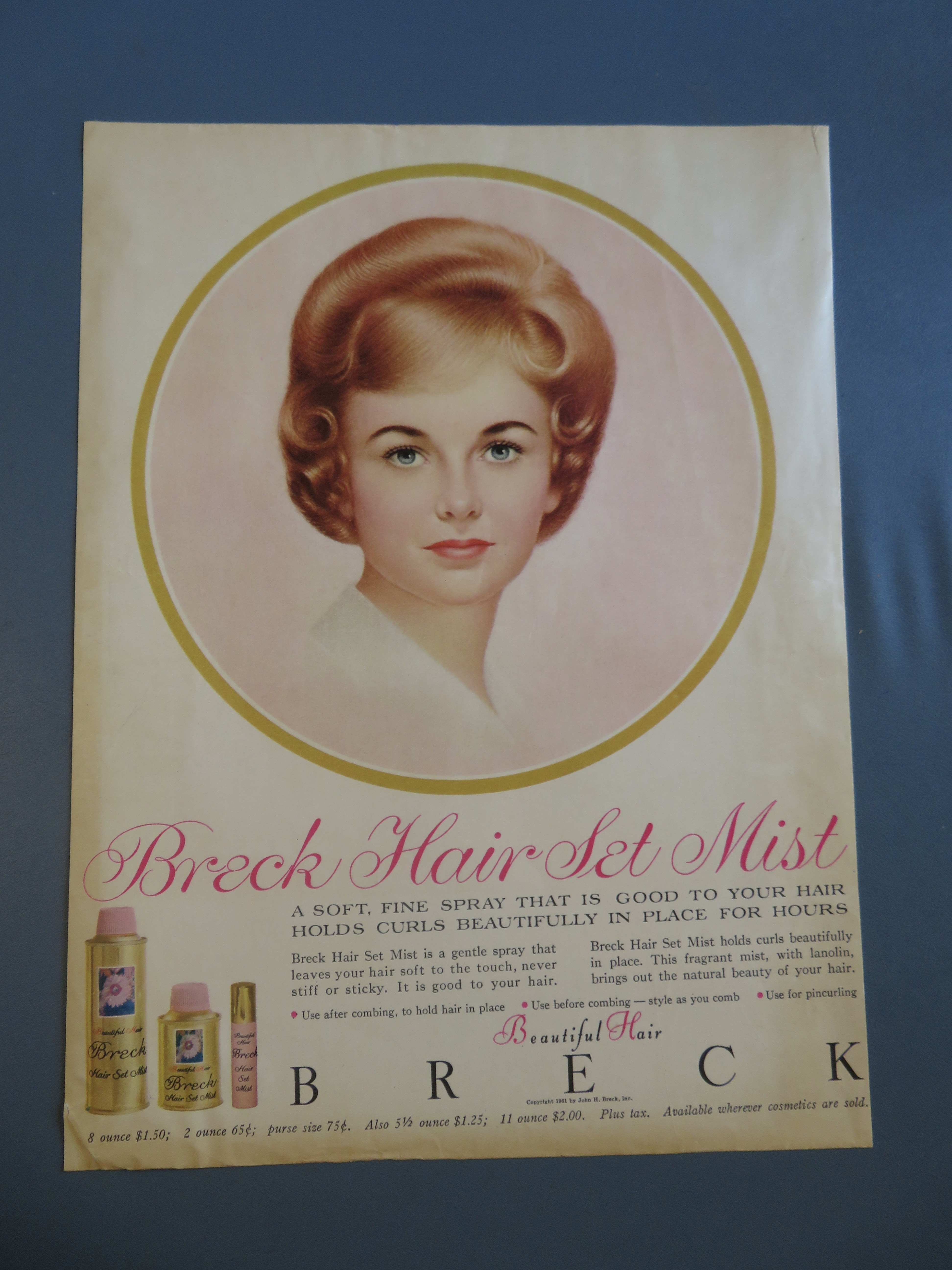 1961 Breck Hair Set Mist with Lovely Red Haired Woman