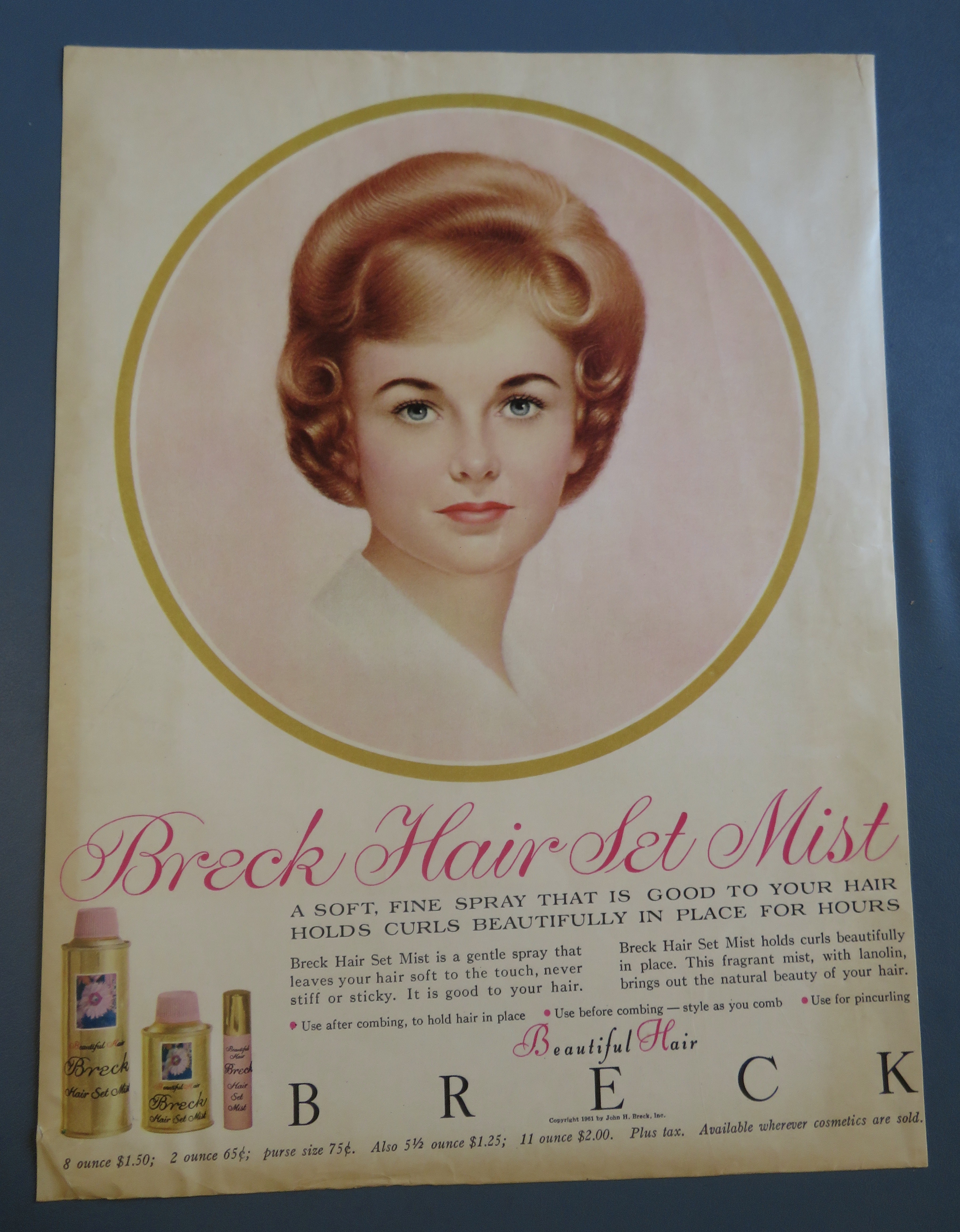 1961 Breck Hair Set Mist with Lovely Red Haired Woman