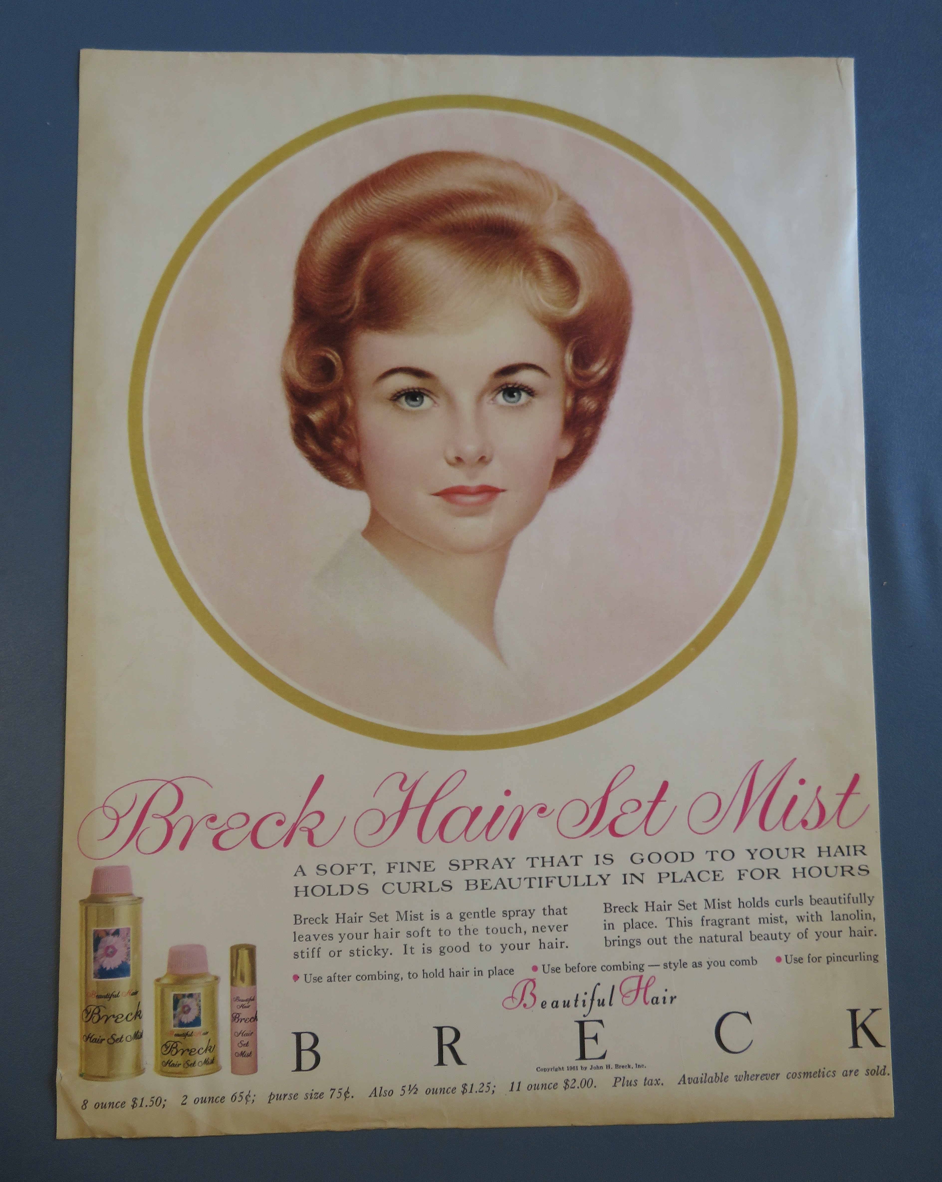 1961 Breck Hair Set Mist with Lovely Red Haired Woman