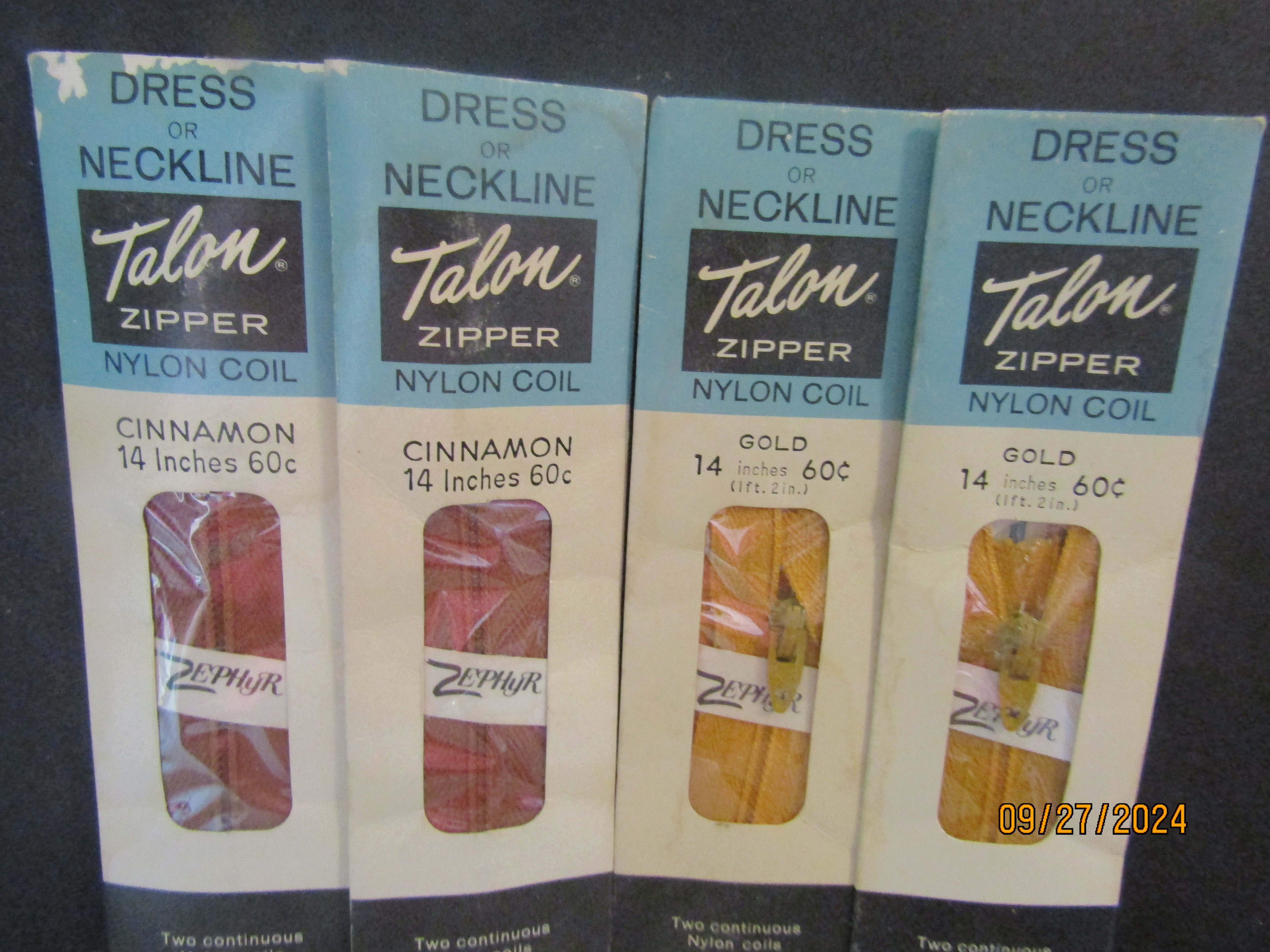Vintage Talon Cinnamon/Gold Dress or Neckline Zippers