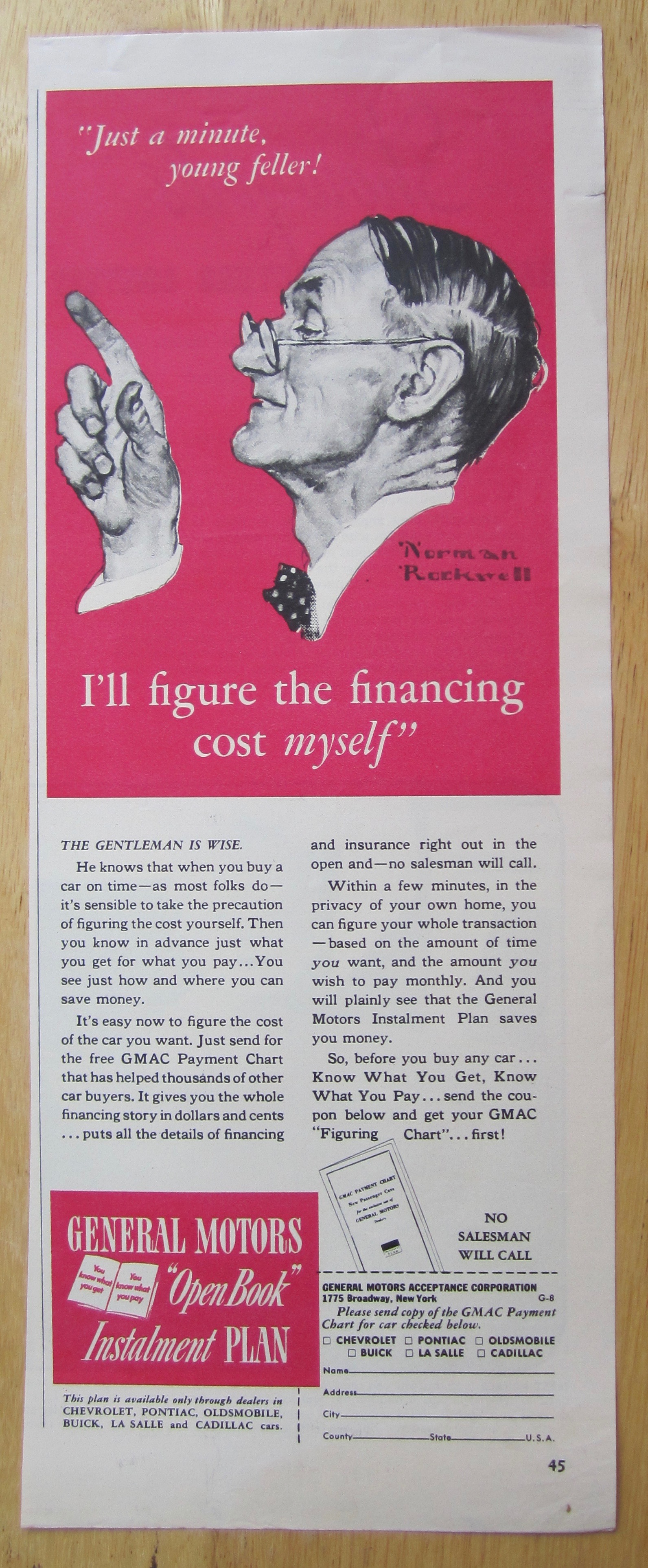 1940 General Motors Installment Plan w/Norman Rockwell