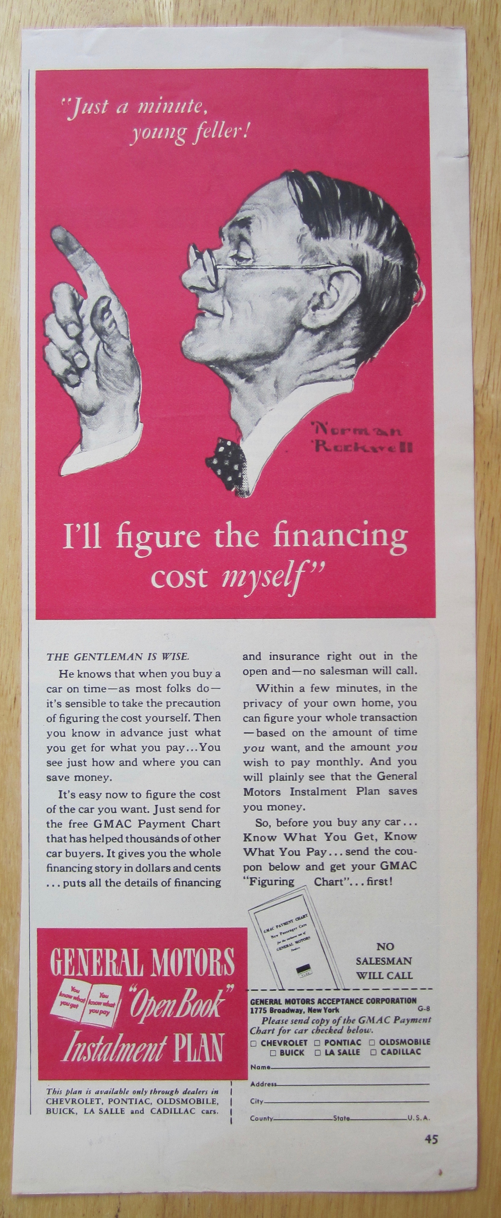 1940 General Motors Installment Plan w/Norman Rockwell