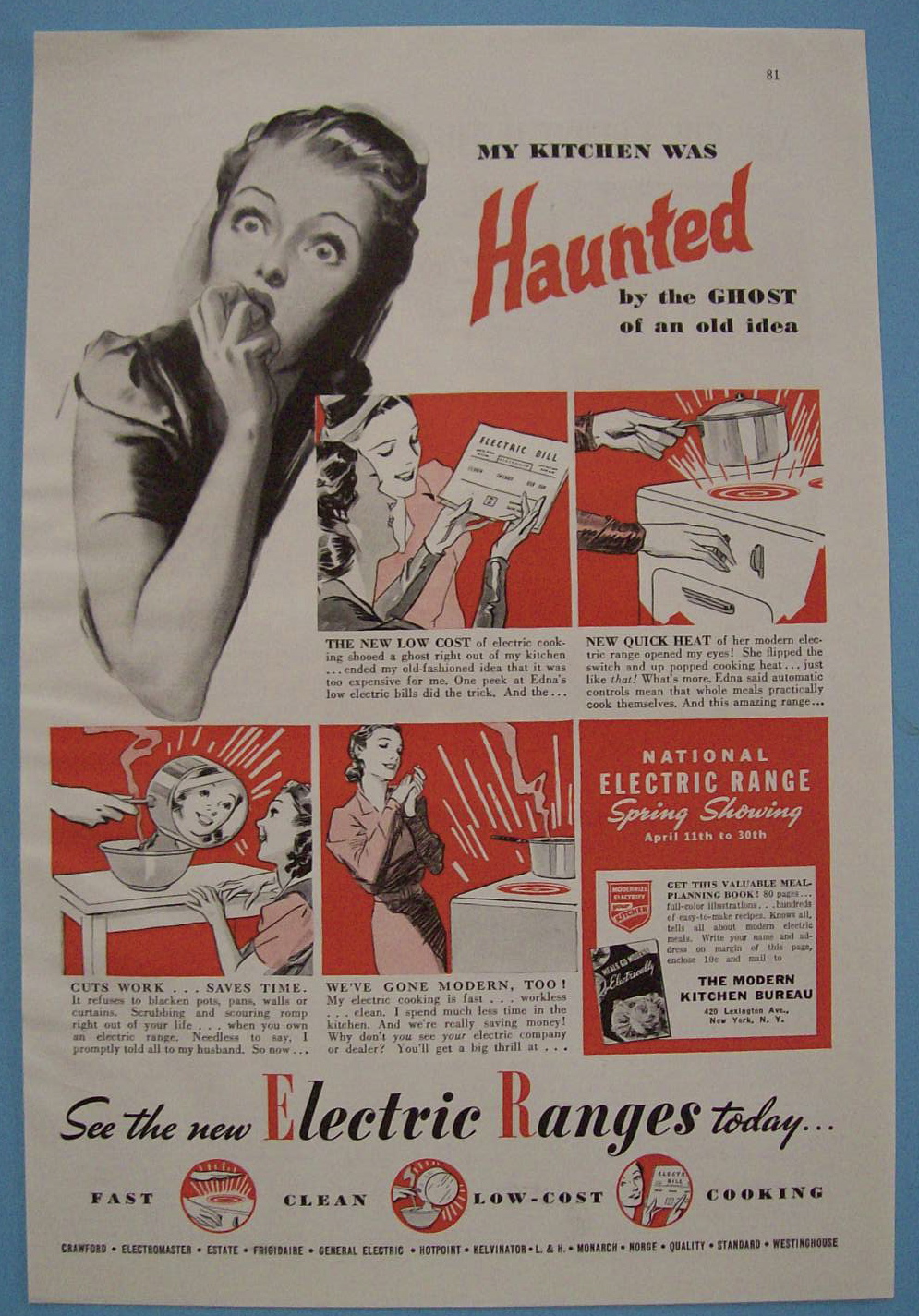 1938 National Electric Ranges w/Frightened Woman's Face