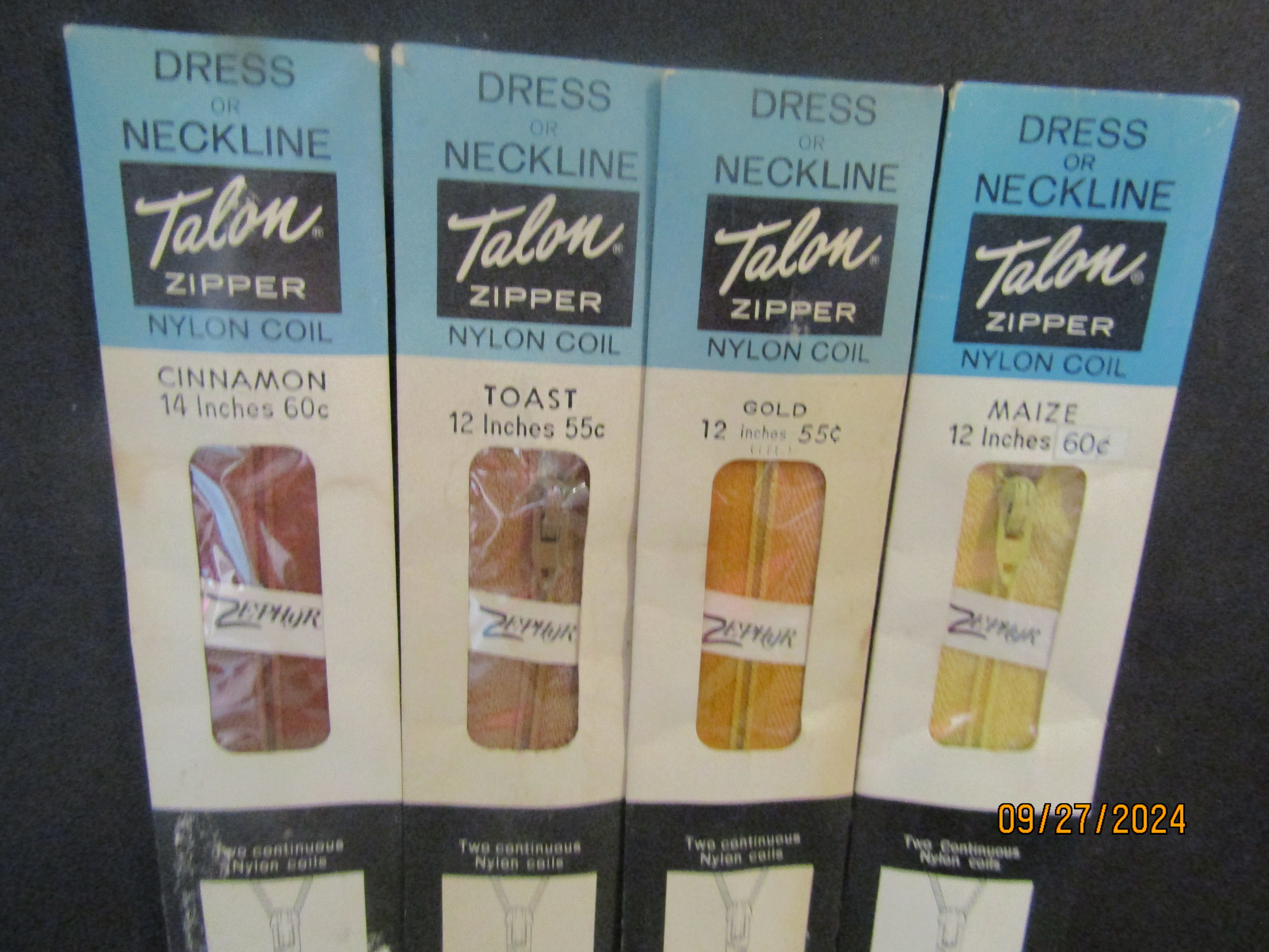Vintage Talon Various Colors Dress or Neckline Zippers
