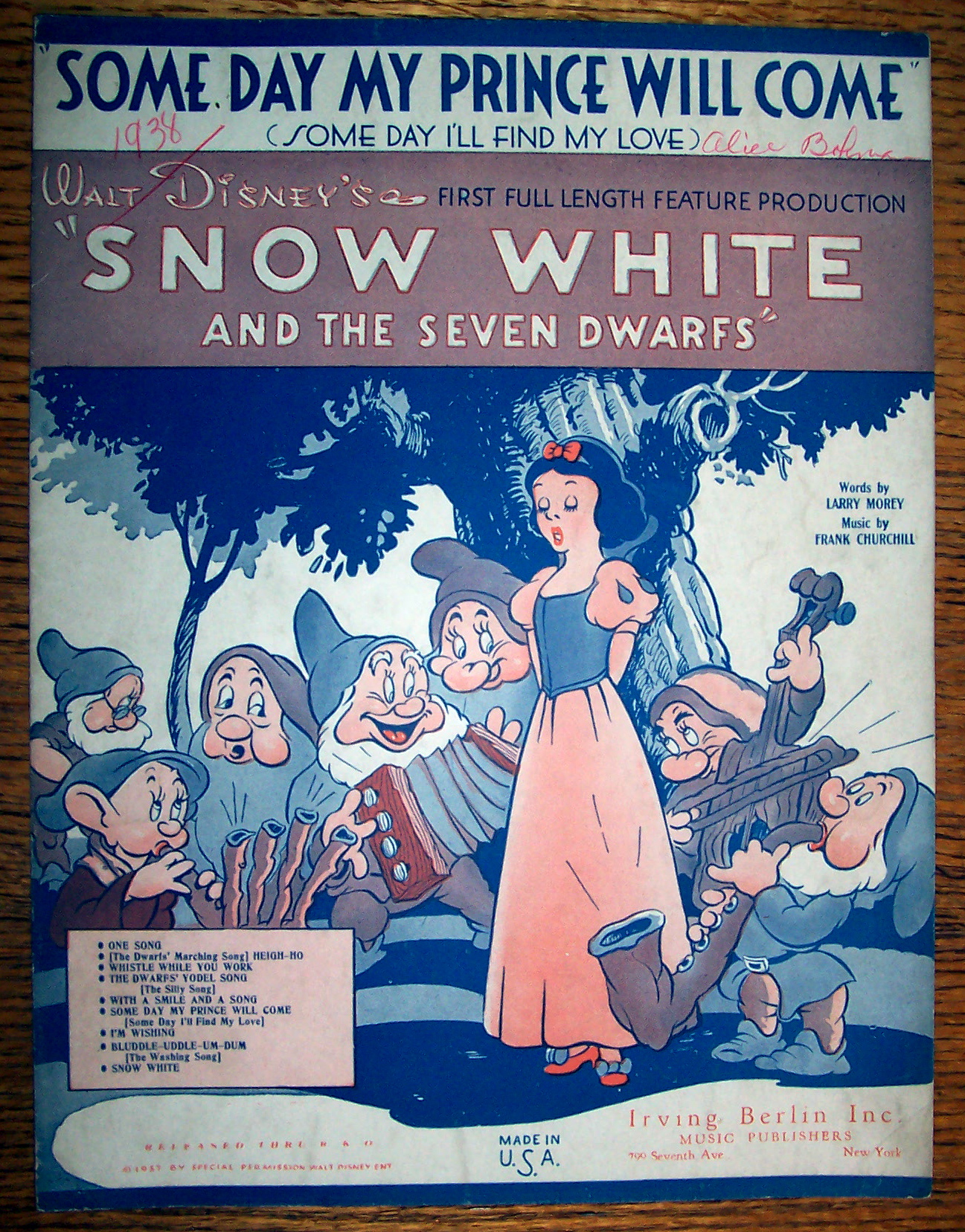 Sheet Music For 1937 Some Day My Prince Will Come