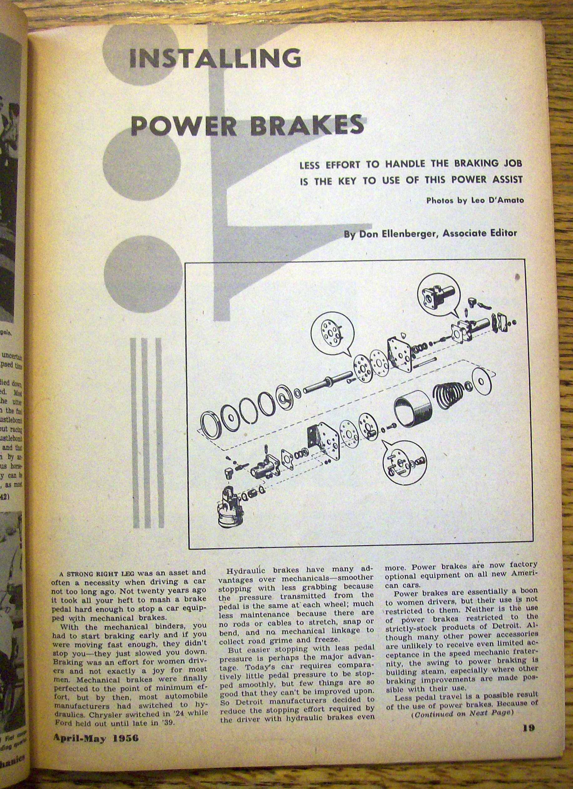 Speed Mechanics April-May 1956 Installing Power Brakes