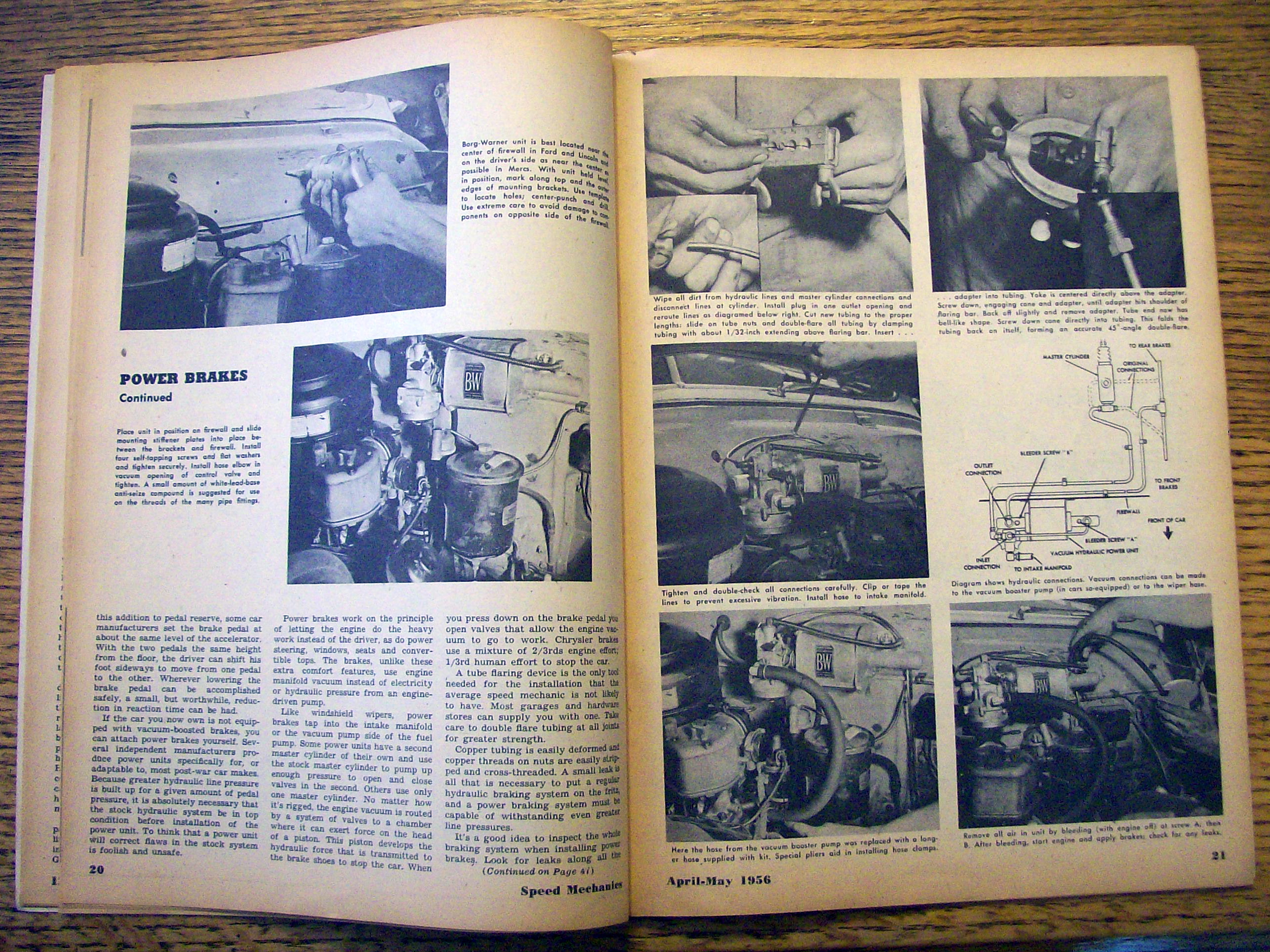 Speed Mechanics April-May 1956 Installing Power Brakes