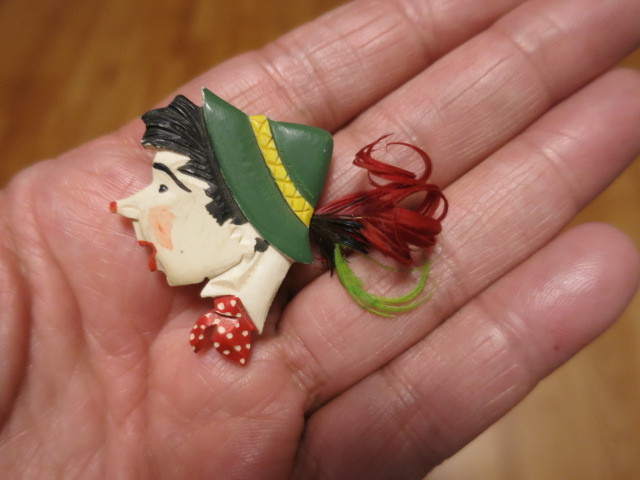 Vintage Pinocchio Pin Brooch signed Seefeld Austria hand painted