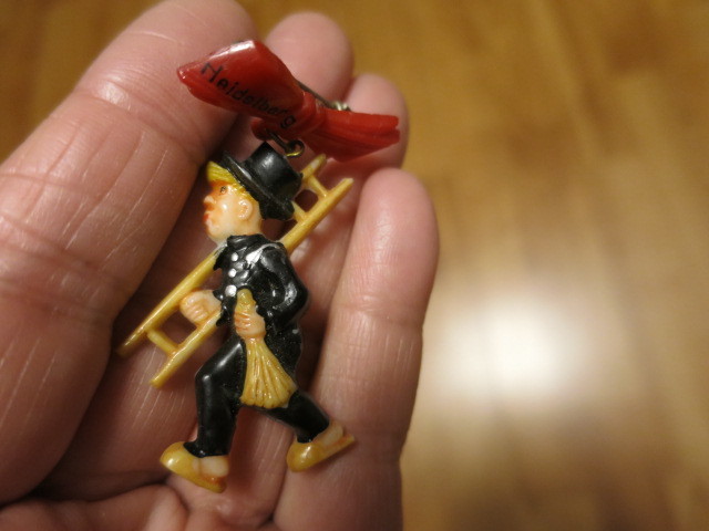 Vintage Heidelberg Chimney Sweeper Celluloid Pin Brooch Germany