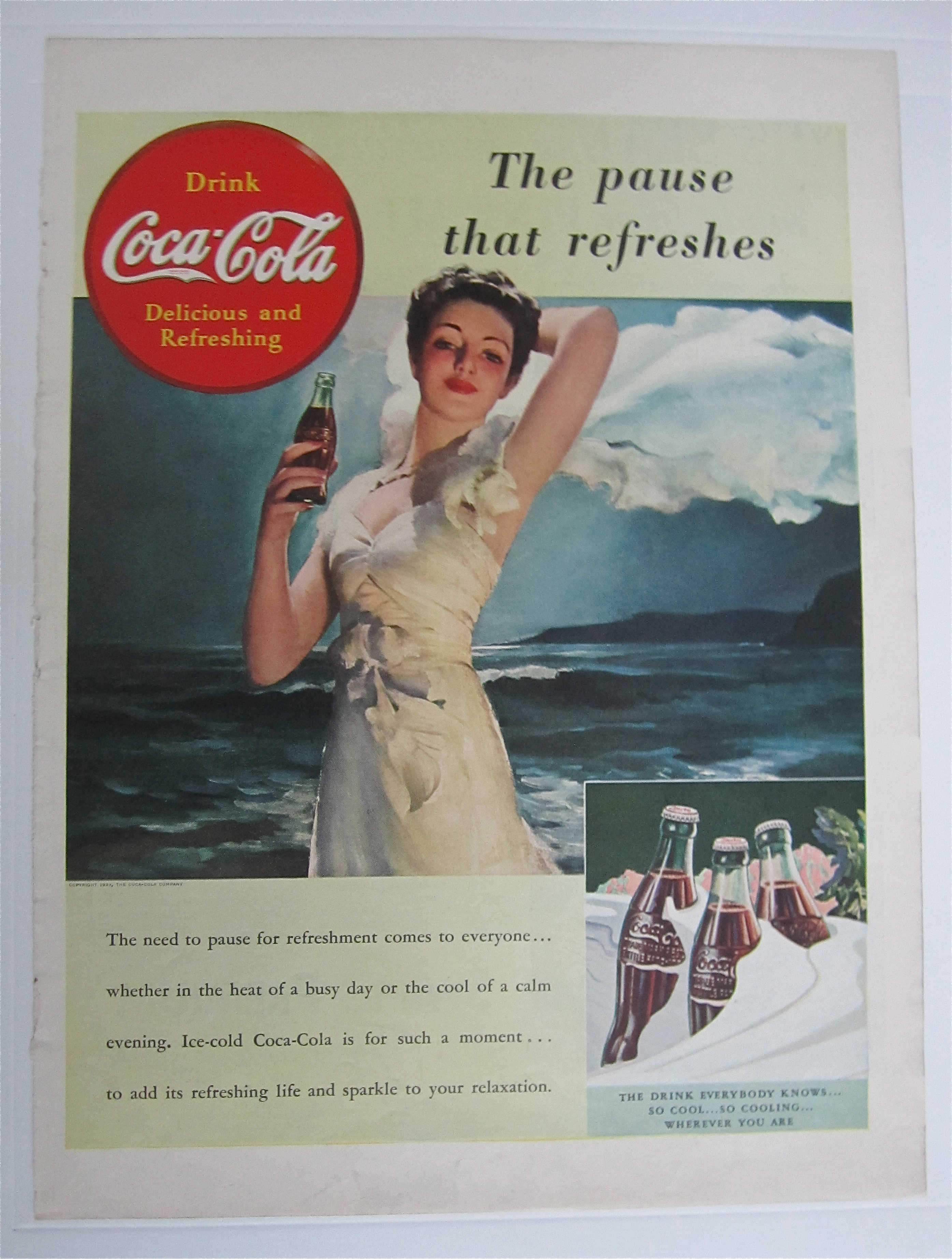 1943 Coca Cola (Coke) w/ Lovely Woman & Bottle Of Soda