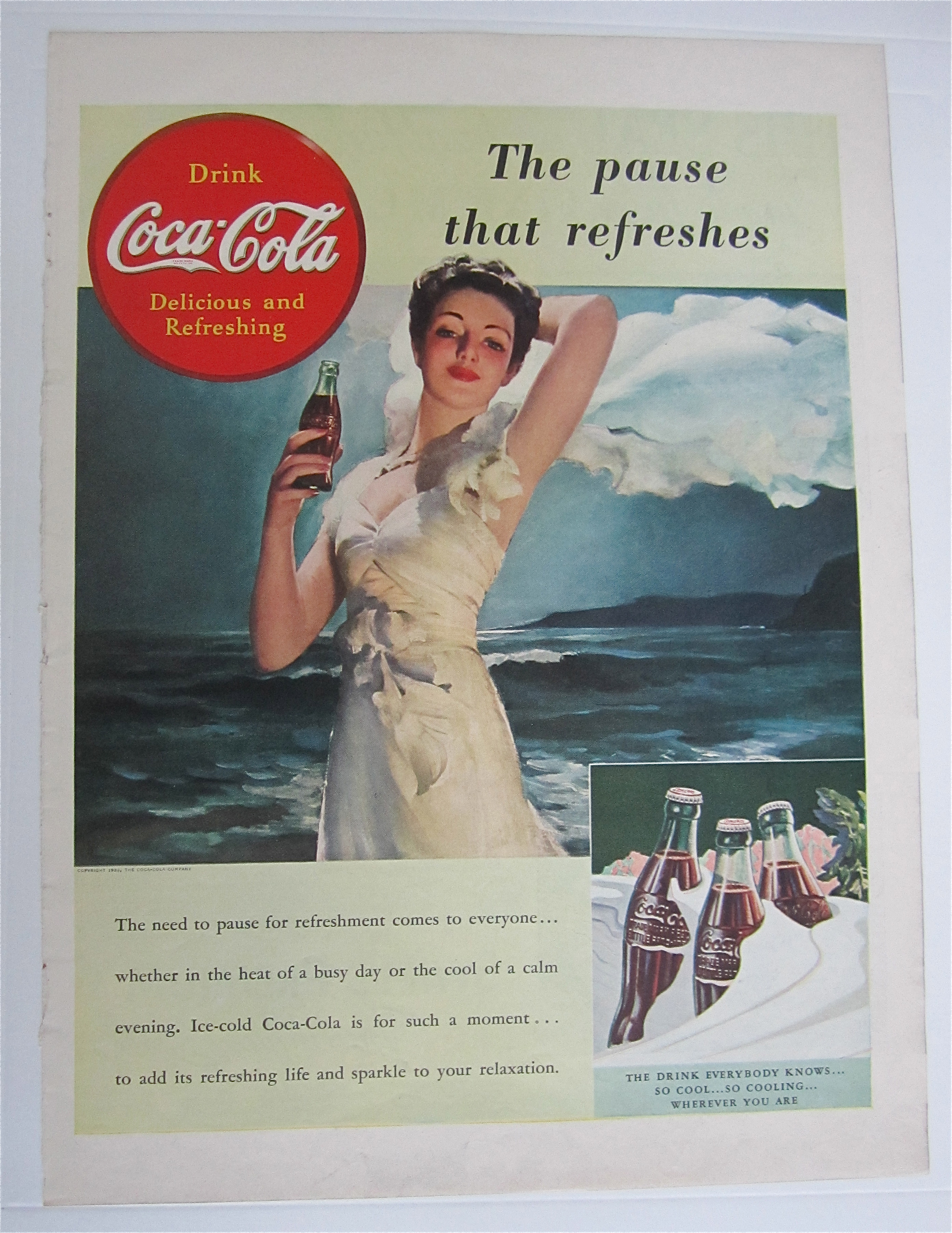 1943 Coca Cola (Coke) w/ Lovely Woman & Bottle Of Soda