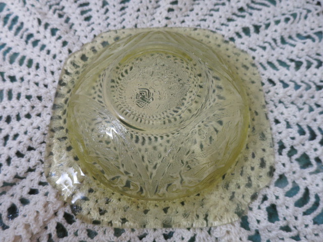 Madrid Yellow Amber Indiana Glass Federal Glass Square Bowl 7in