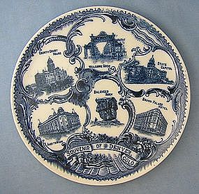 Denver Colorado Plate Porcelain Blue Souvenir