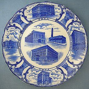 Staffordshire Flow Blue YMCA plate - F. Winkel & Co