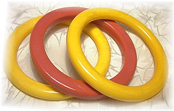 Bakelite Bangles 1 Rose 2 Creamy Gold (3)