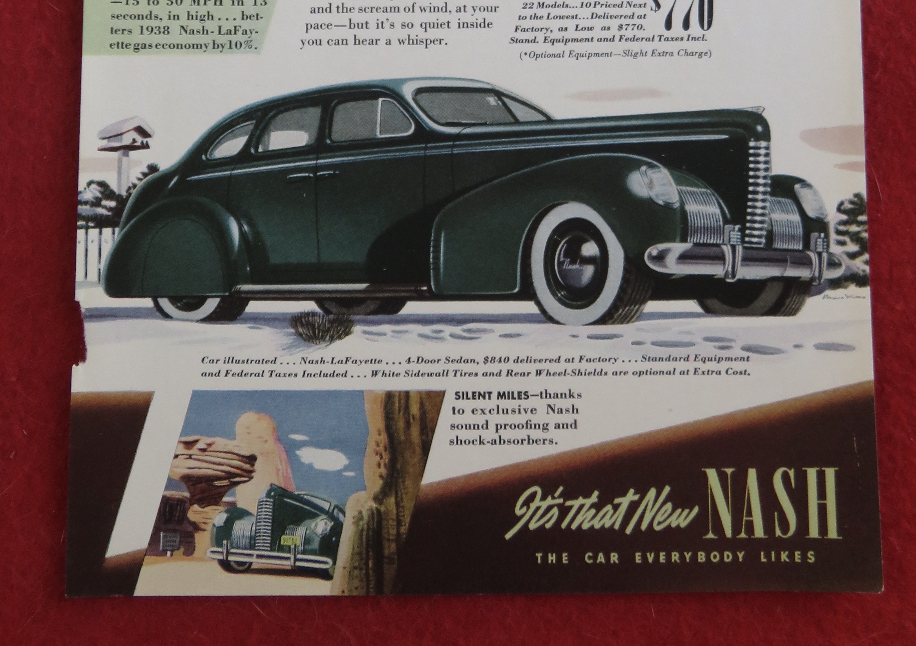 1939 Nash Automobile with a Great Green Nash